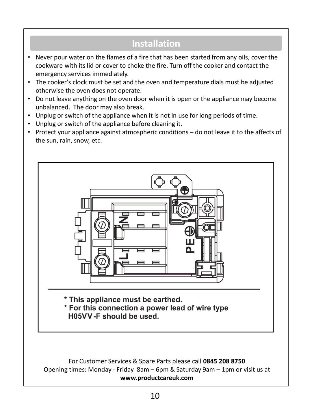 Russell Hobbs RHEC1 instruction manual Installation 