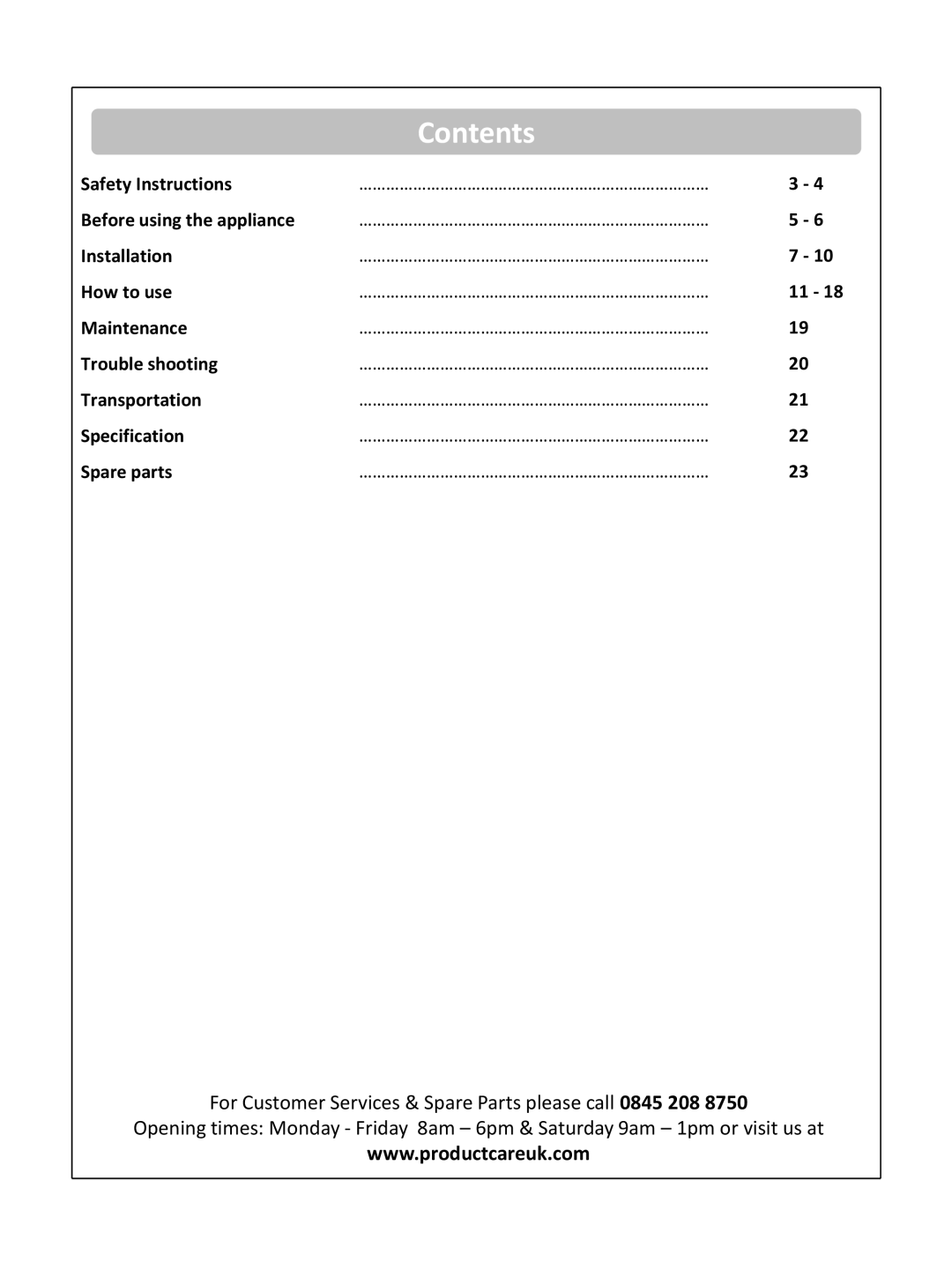 Russell Hobbs RHEC1 instruction manual Contents 