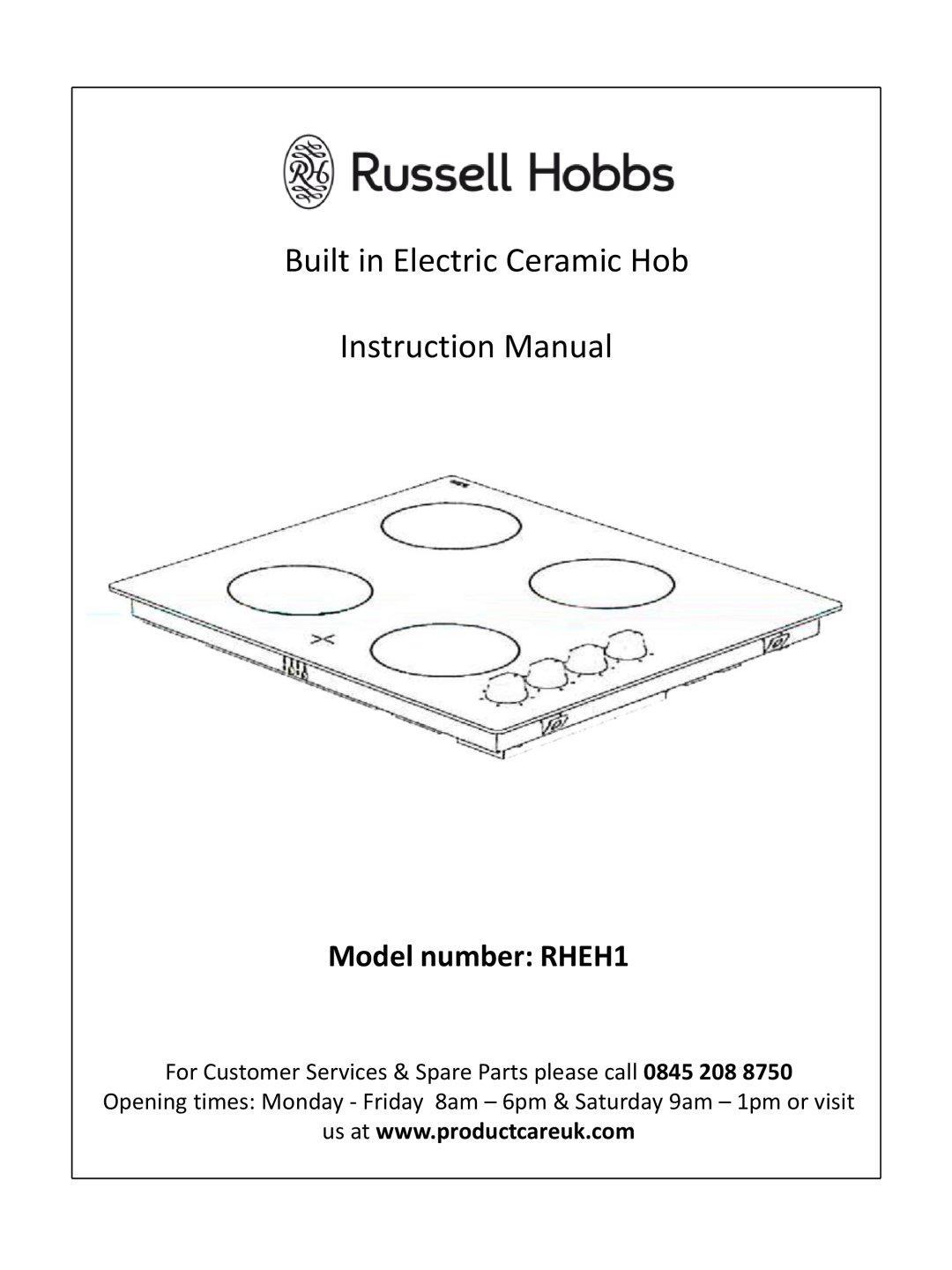 Russell Hobbs instruction manual Model number RHEH1 