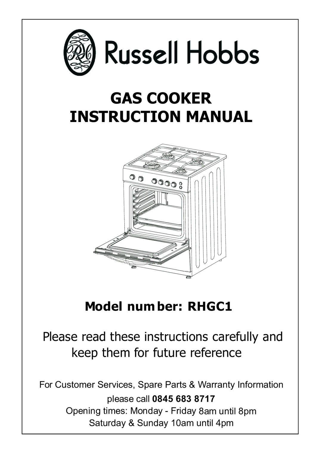 Russell Hobbs RHGC1 instruction manual GAS Cooker 