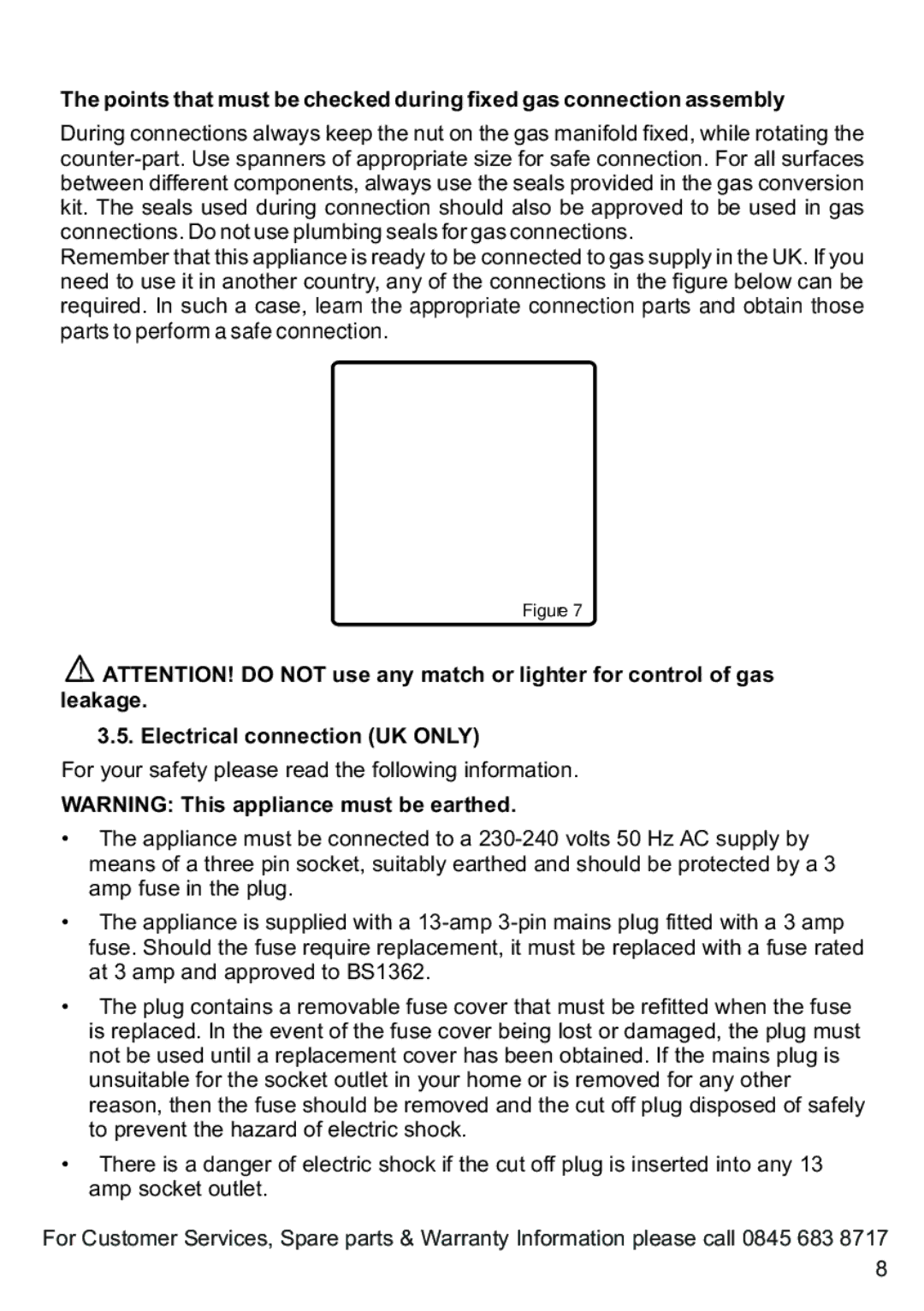 Russell Hobbs RHGC1 instruction manual Electrical connection UK only 