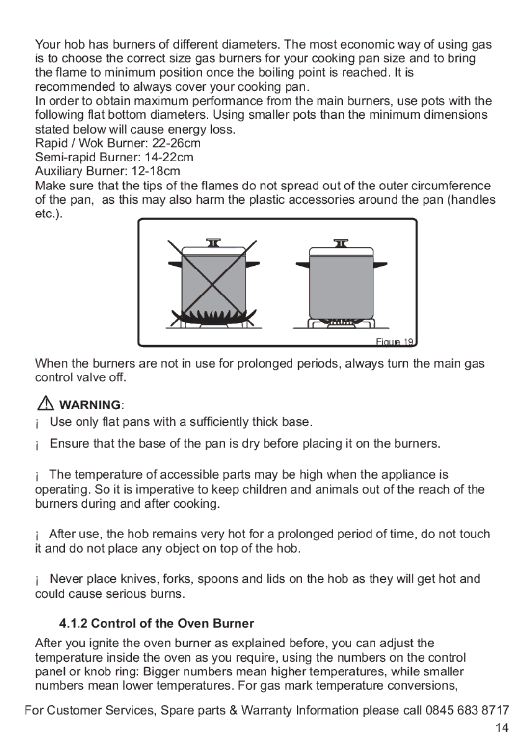 Russell Hobbs RHGC1 instruction manual Control of the Oven Burner 