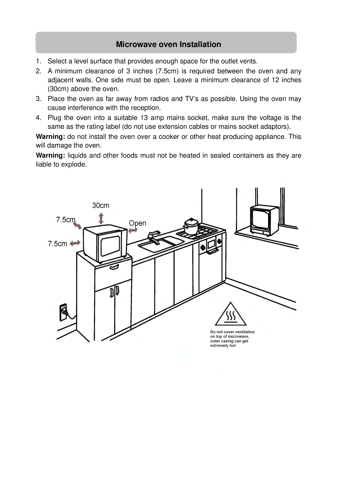 Russell Hobbs RHM1708-G instruction manual Microwave oven Installation 