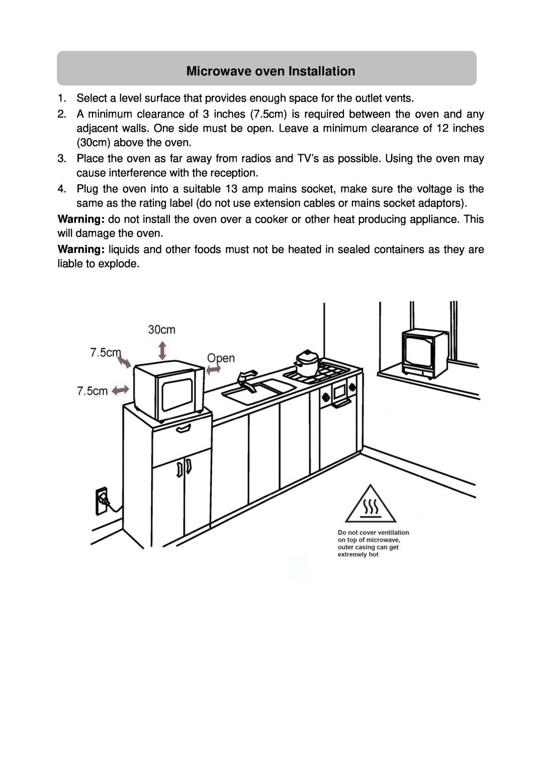 Russell Hobbs RHM1709-G instruction manual Microwave oven Installation 