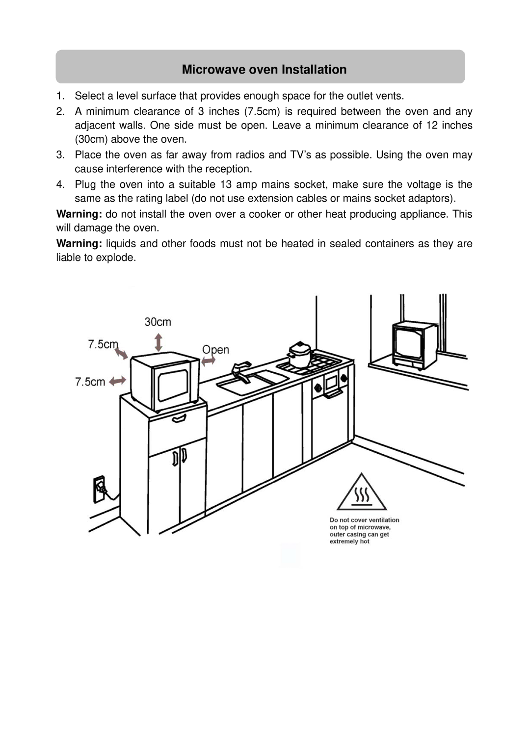 Russell Hobbs RHM1709S user manual Microwave oven Installation 