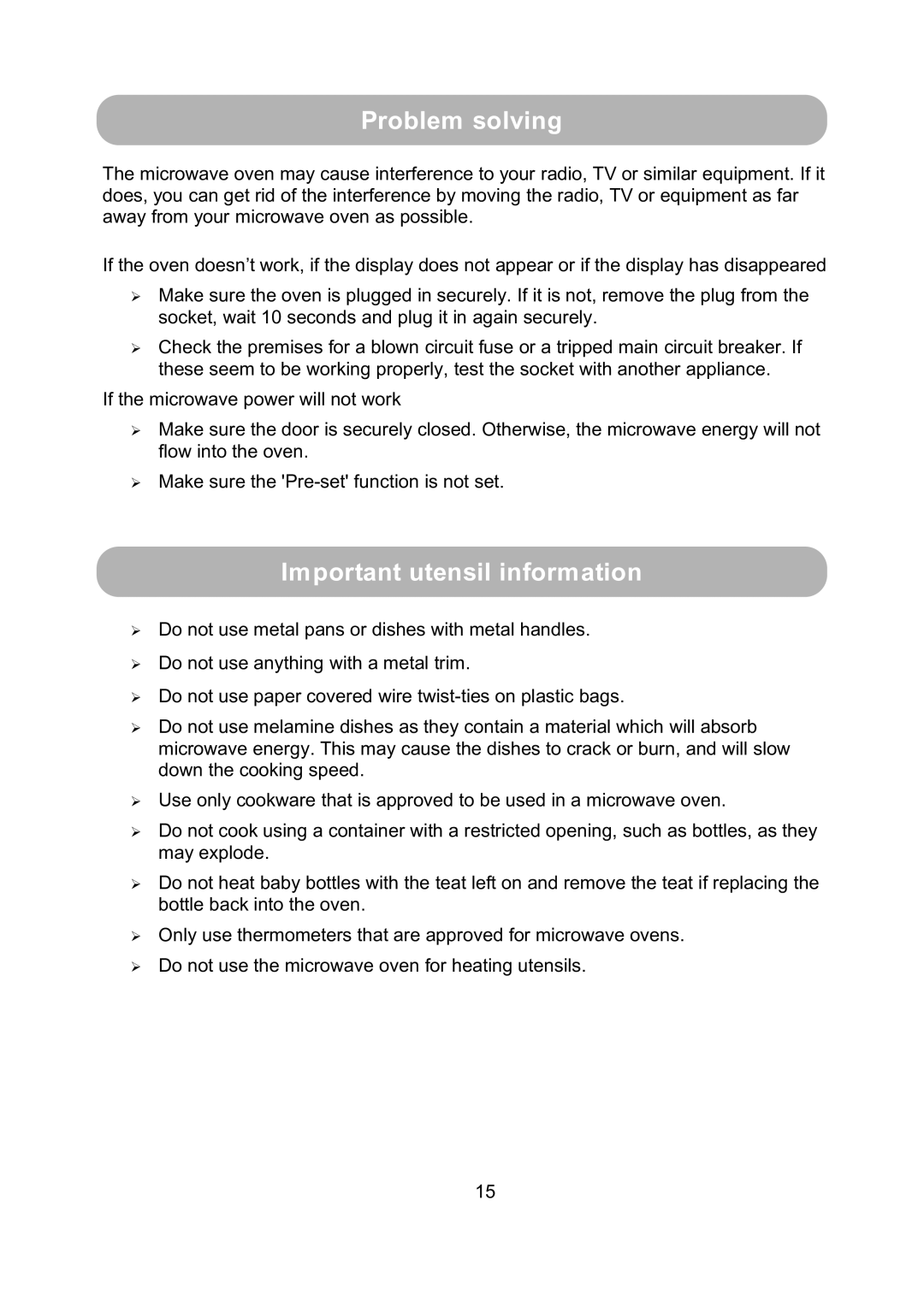 Russell Hobbs RHM1718B user manual Problem solving, Important utensil information 