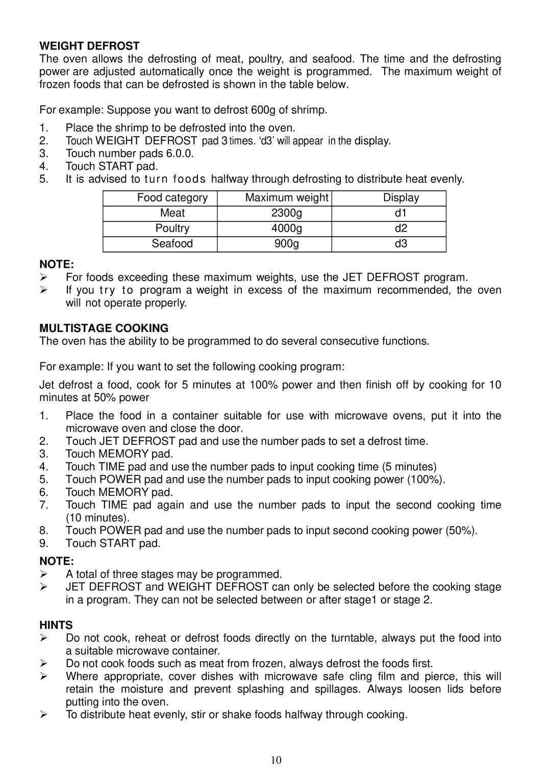 Russell Hobbs RHM1719B user manual Multistage Cooking, Hints 