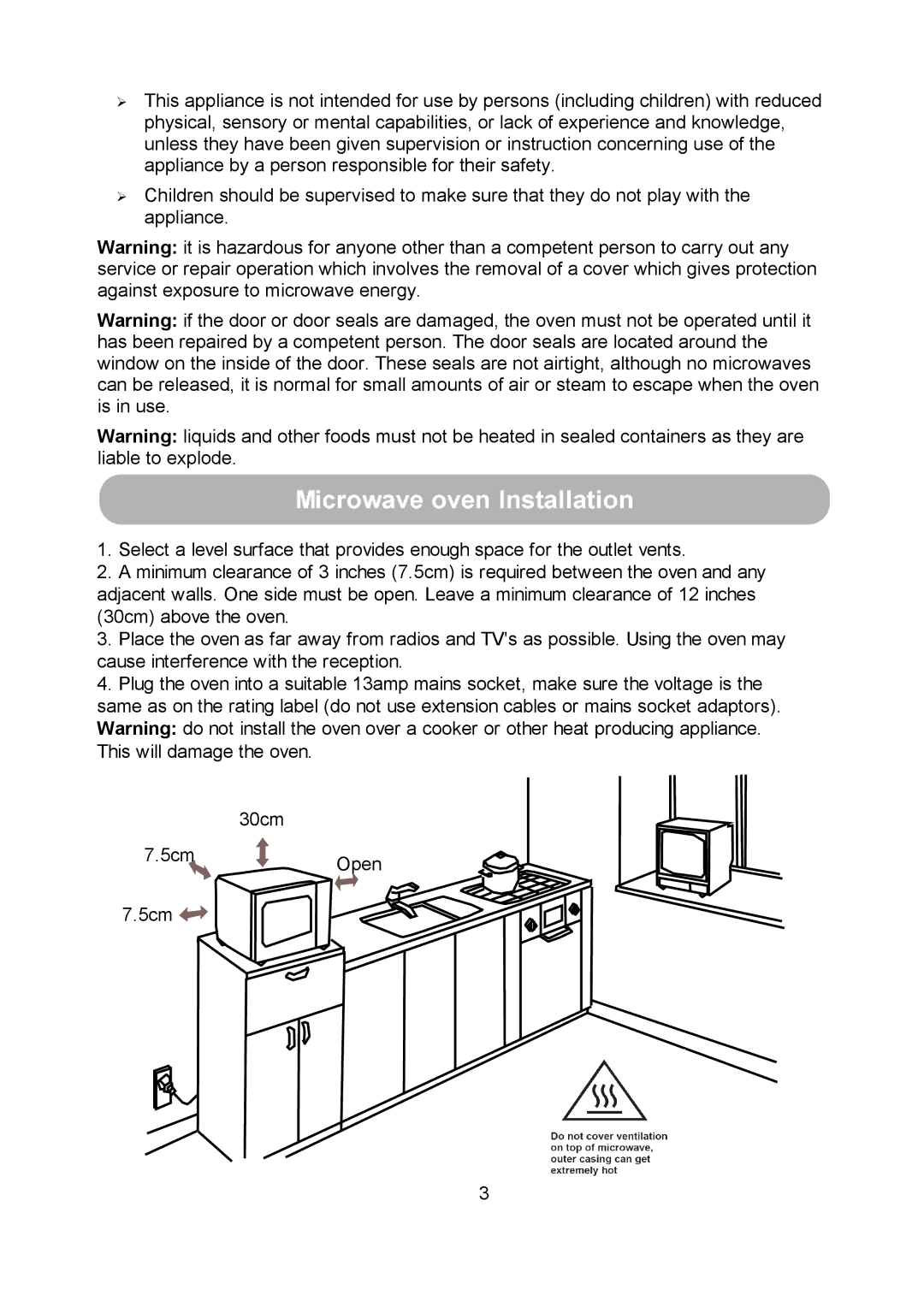 Russell Hobbs RHM2009S user manual Microwave oven Installation 