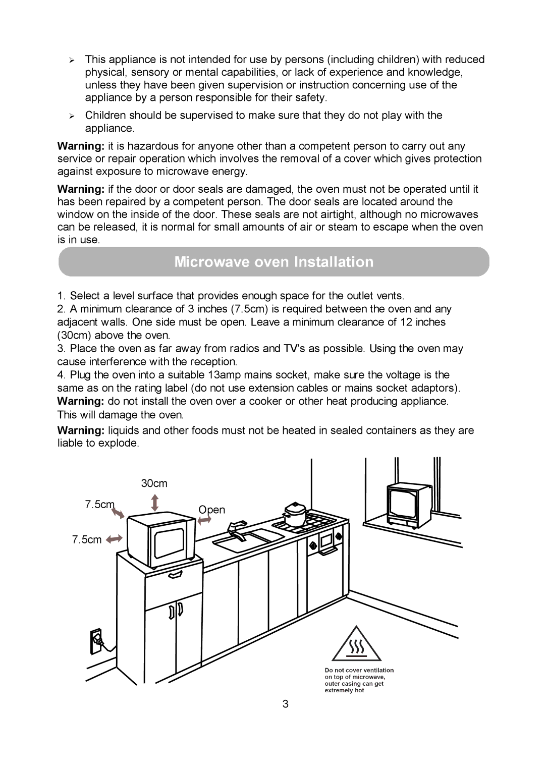 Russell Hobbs RHM2010S user manual Microwave oven Installation 