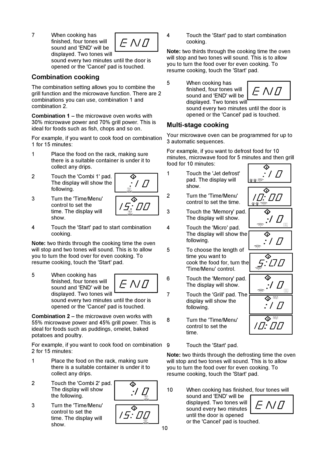 Russell Hobbs RHM2013 user manual Combination cooking, Multi-stage cooking 