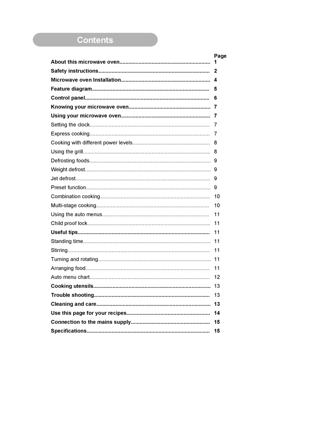 Russell Hobbs RHM2013 user manual Contents 