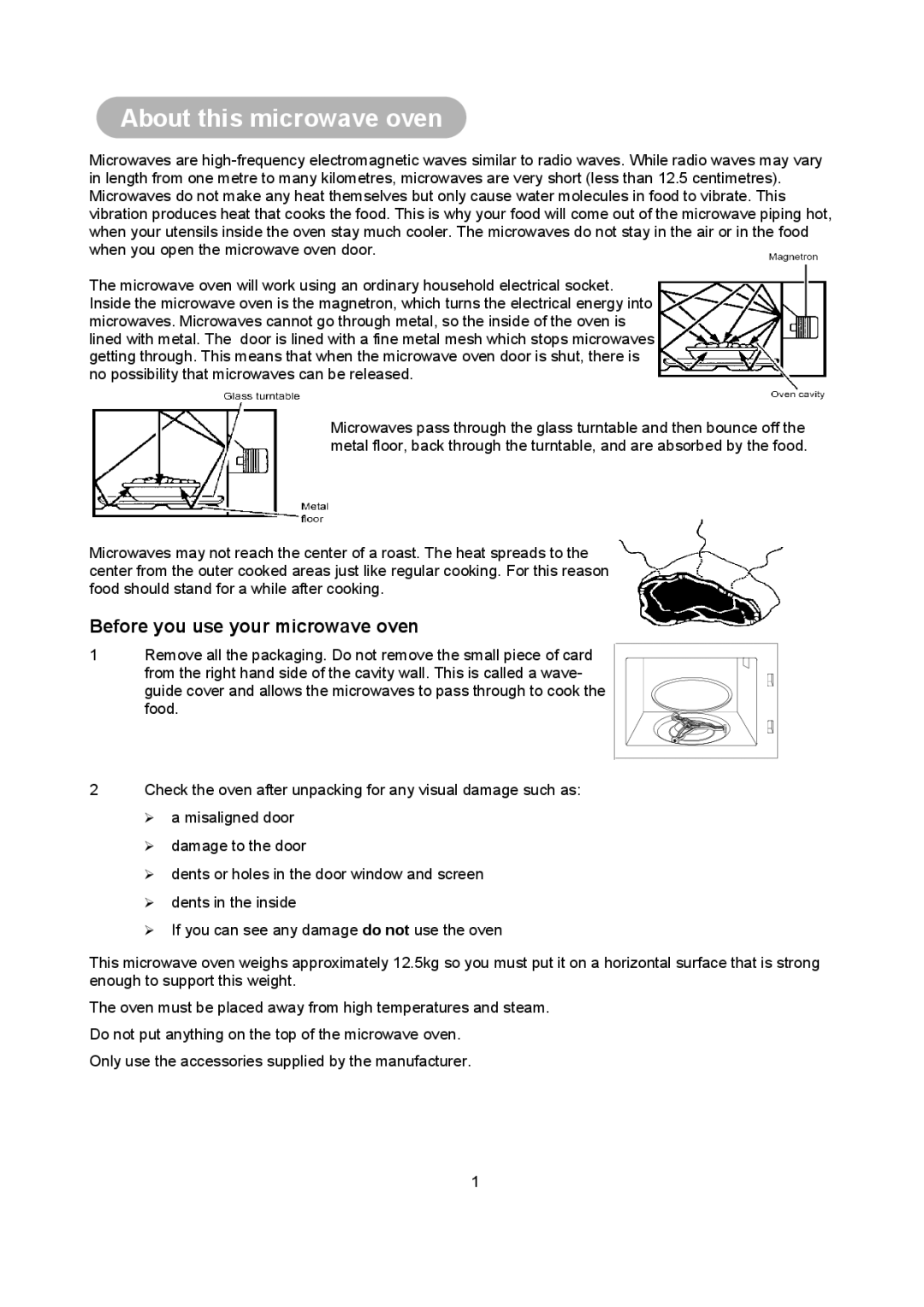 Russell Hobbs RHM2013 user manual About this microwave oven, Before you use your microwave oven 