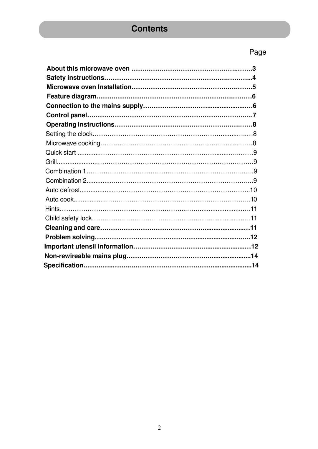 Russell Hobbs RHM2015 user manual Contents 