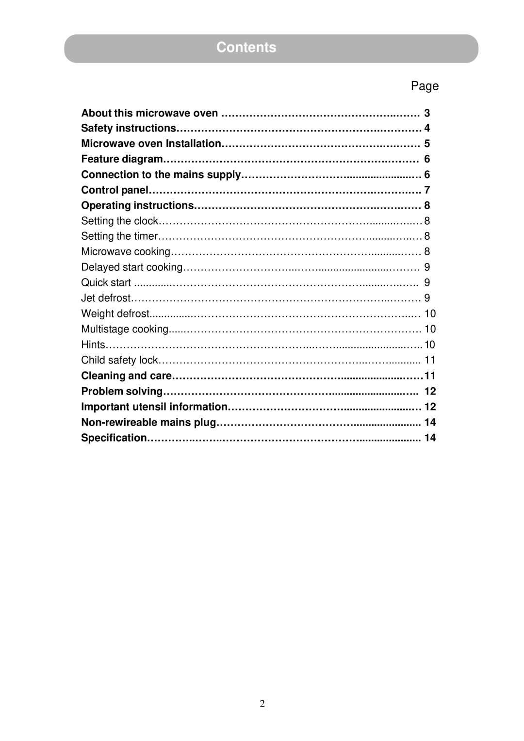 Russell Hobbs RHM2016 user manual Contents 