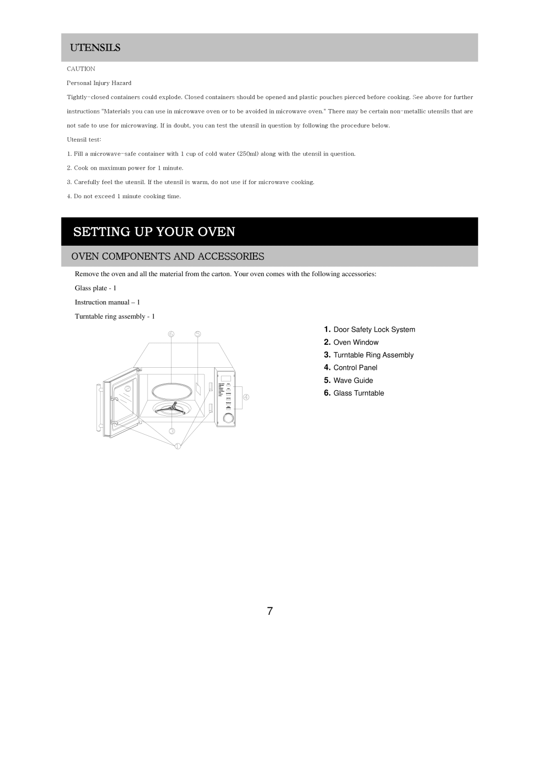 Russell Hobbs RHM2017 user manual Setting UP Your Oven, Utensils 