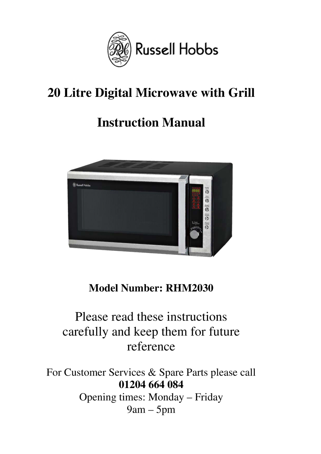 Russell Hobbs RHM2030 instruction manual Litre Digital Microwave with Grill 