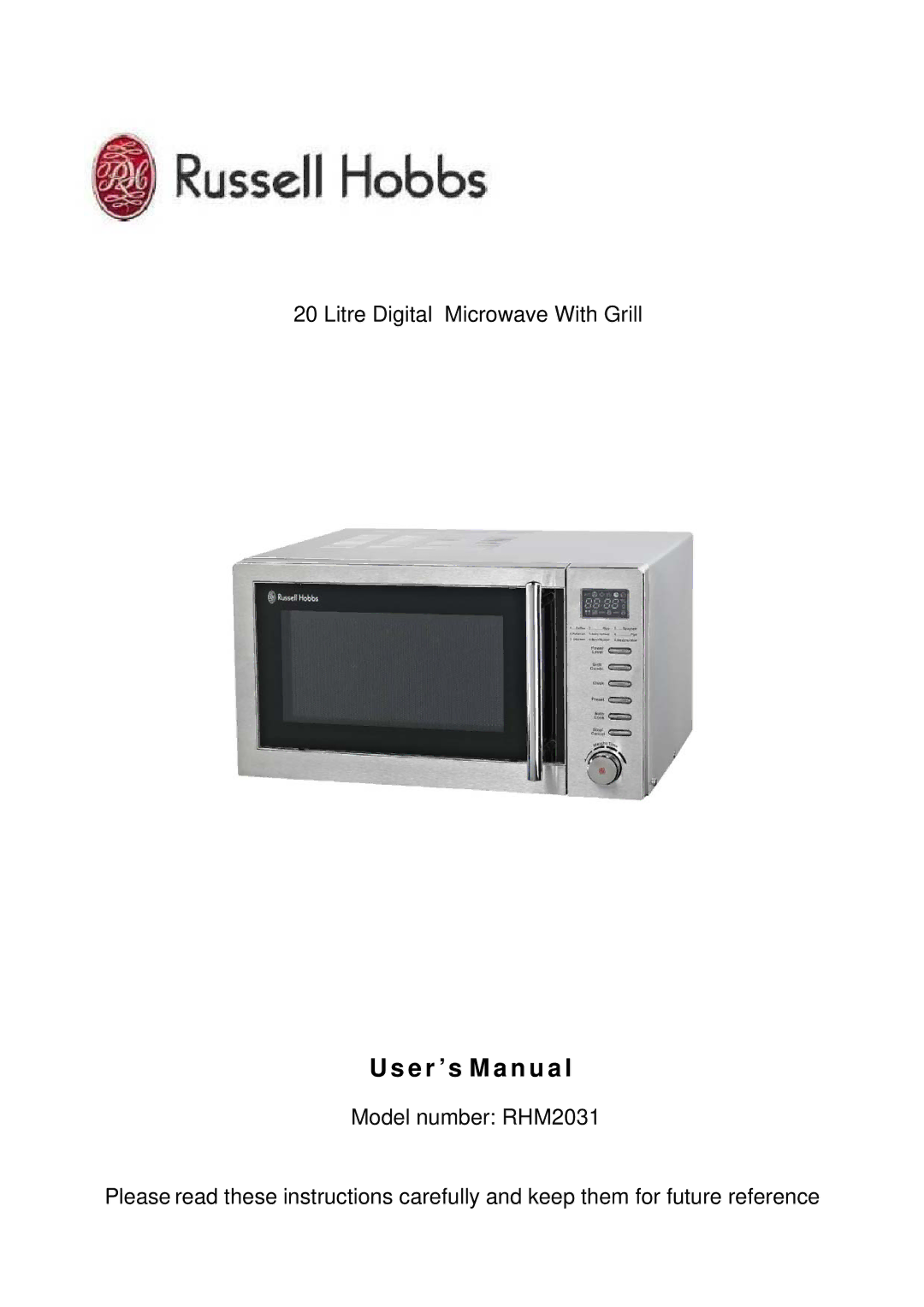 Russell Hobbs RHM2031 user manual Use r ’s Manual 