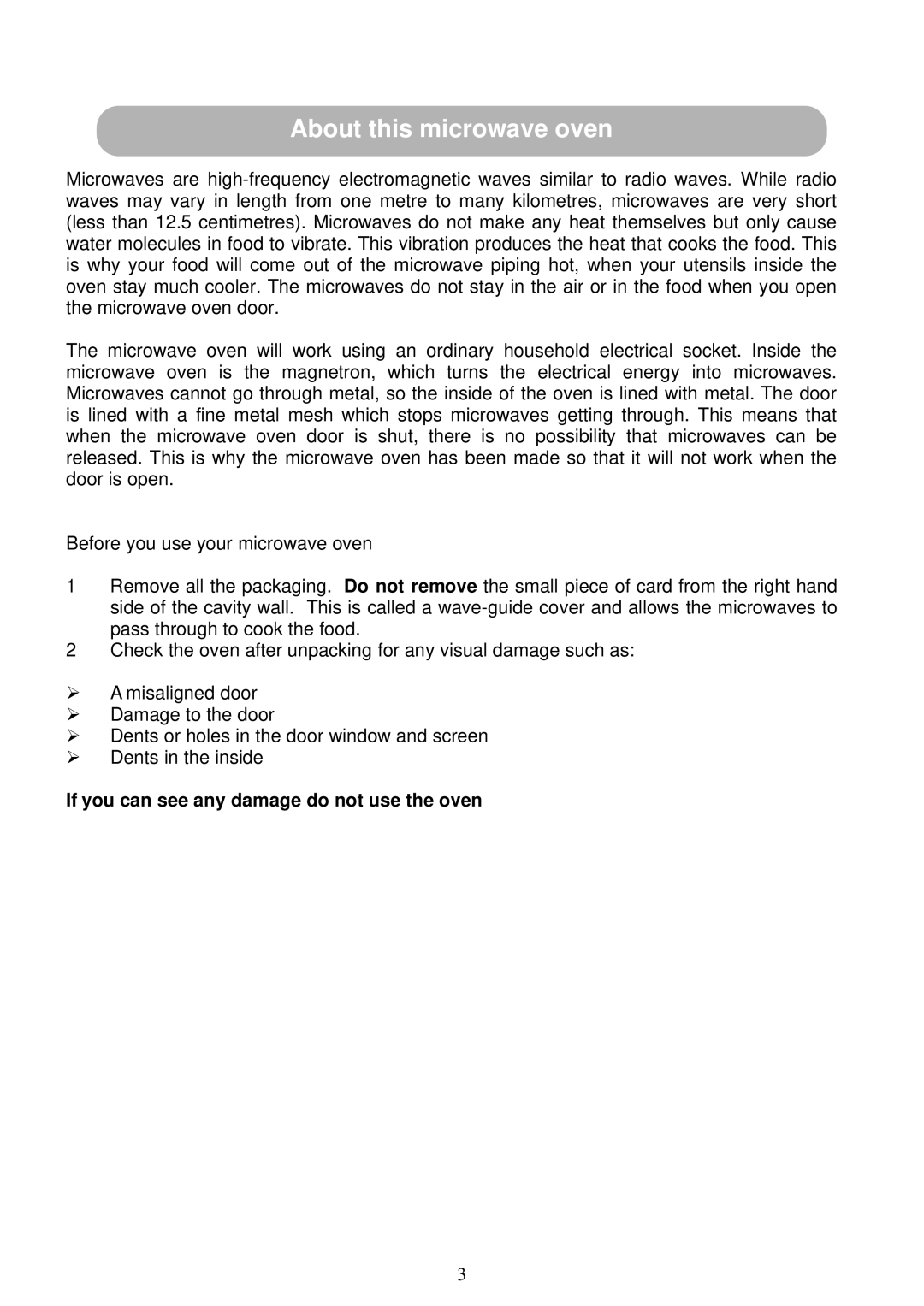 Russell Hobbs RHM2031 user manual About this microwave oven 