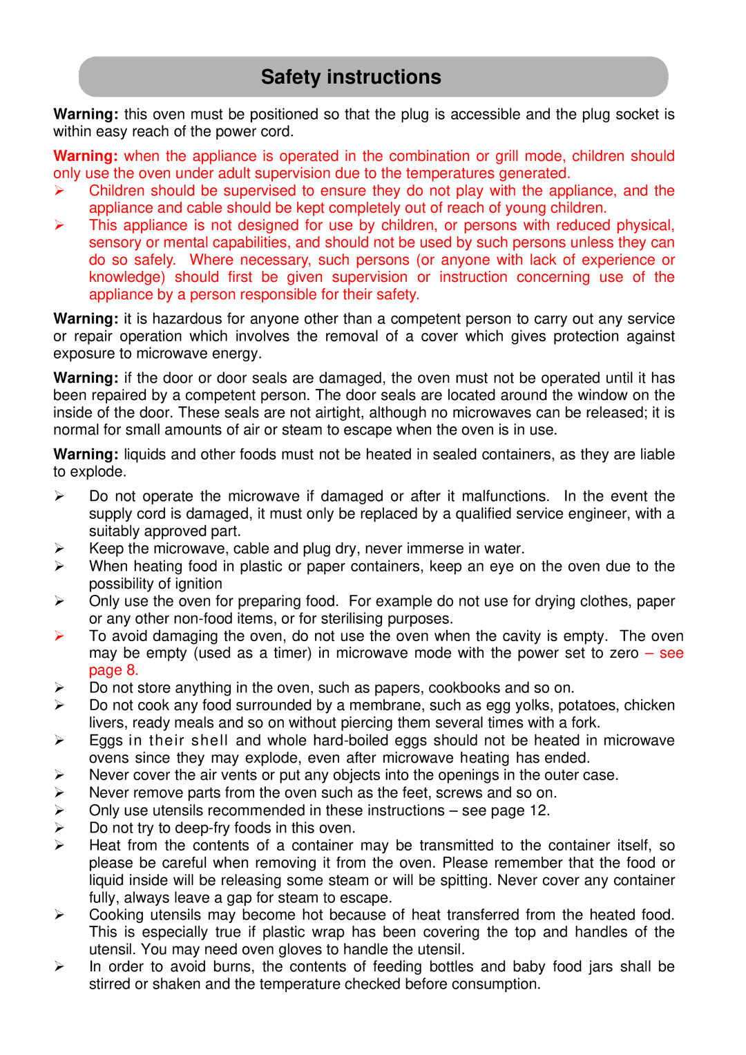 Russell Hobbs RHM2305 user manual Safety instructions 