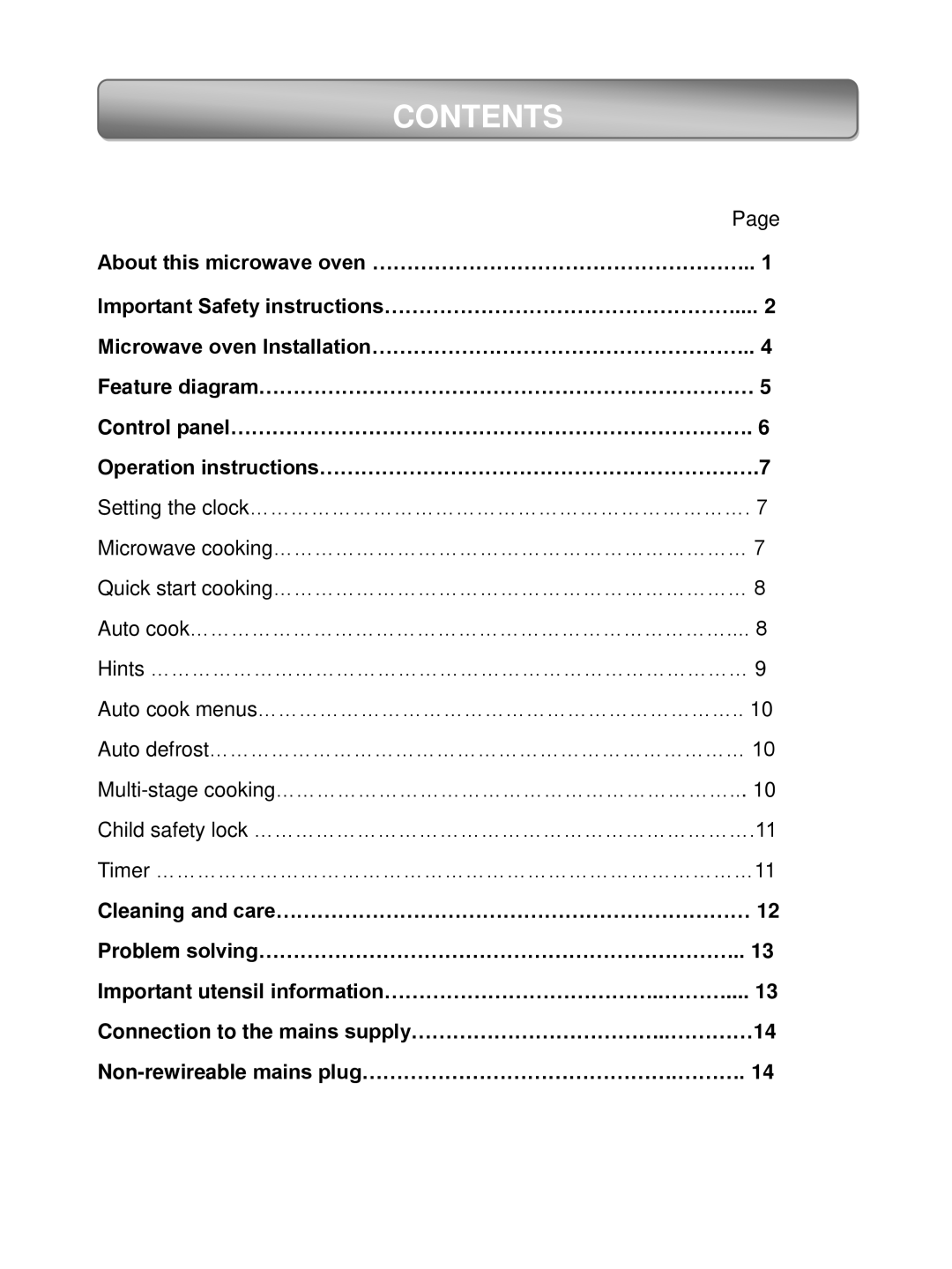 Russell Hobbs RHM2306 user manual Contents 