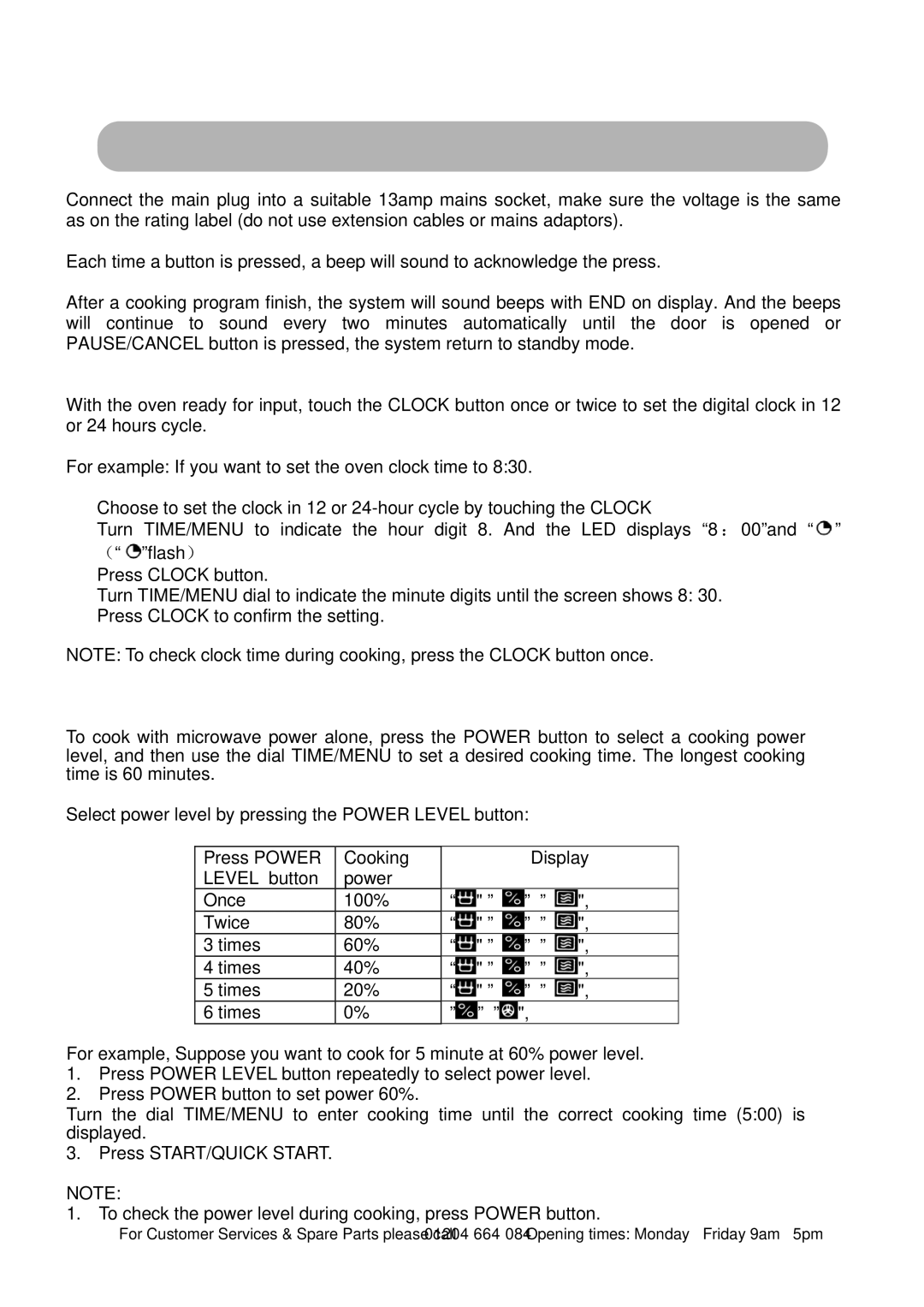 Russell Hobbs RHM2308 manual Operating instructions, Setting the Clock 