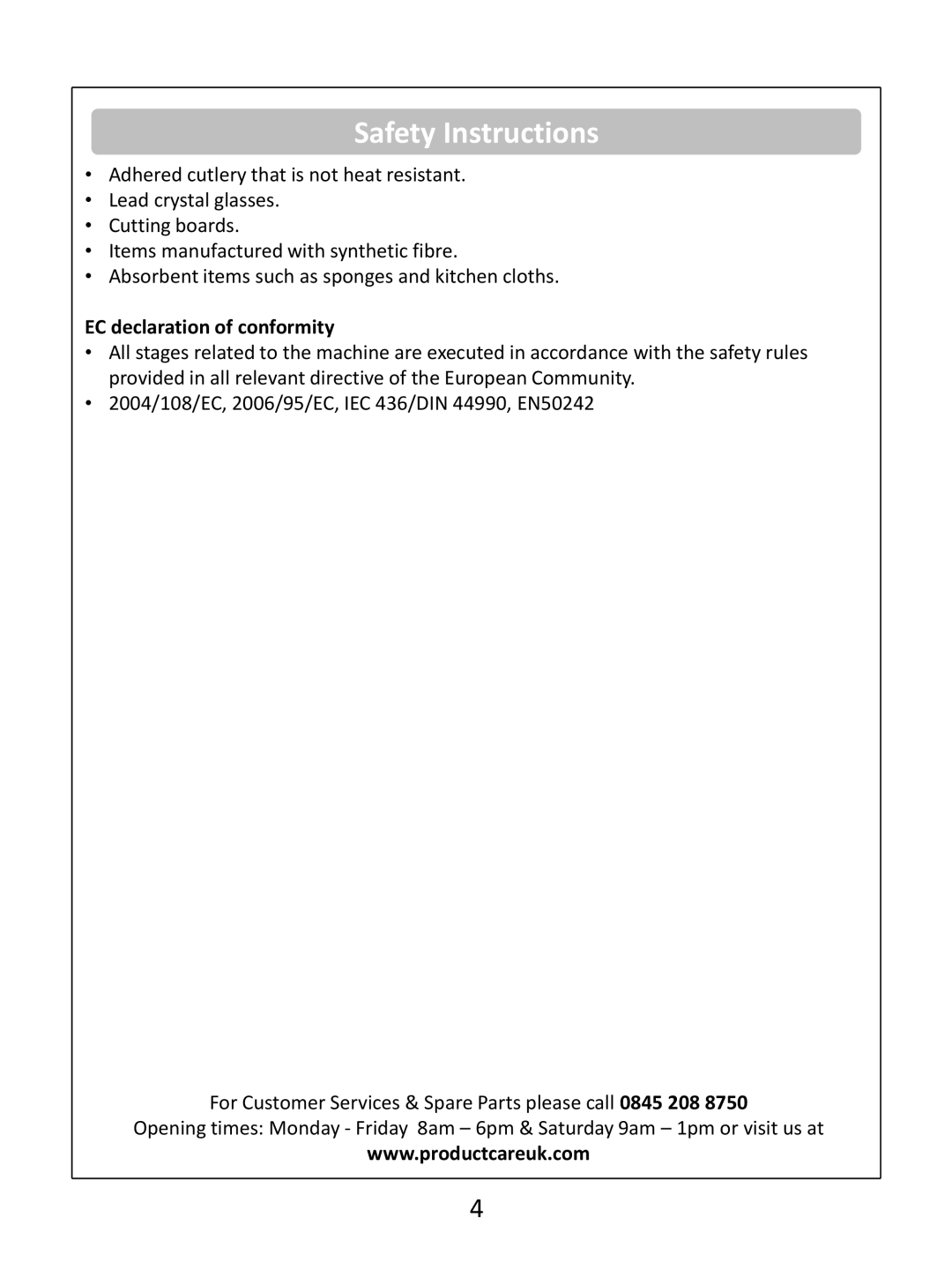 Russell Hobbs RHSLDW1G, RHSLDW1S, RHSLDW1B instruction manual EC declaration of conformity 