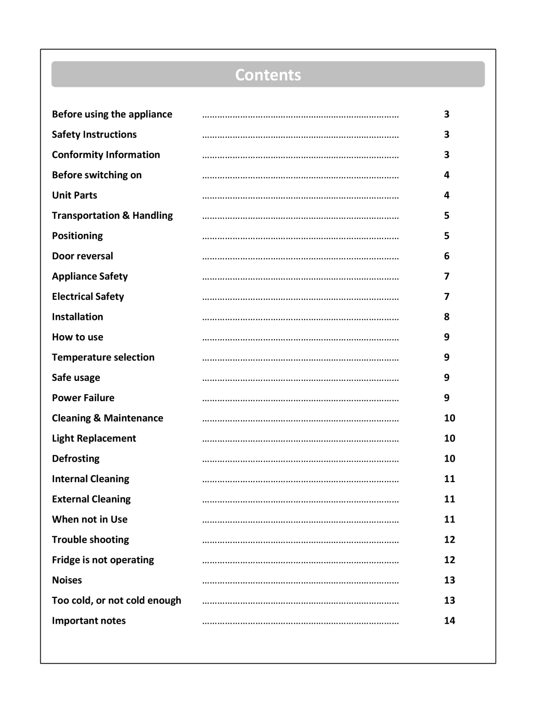 Russell Hobbs RHUCF55(B) instruction manual Contents 