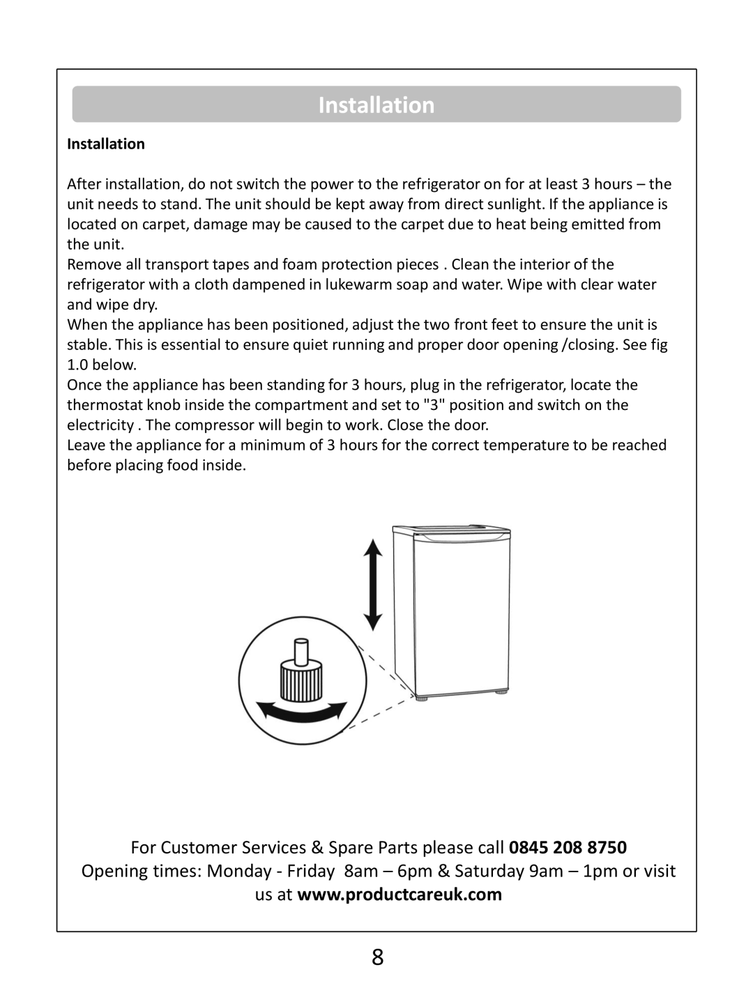 Russell Hobbs RHUCF55(B) instruction manual Installation 