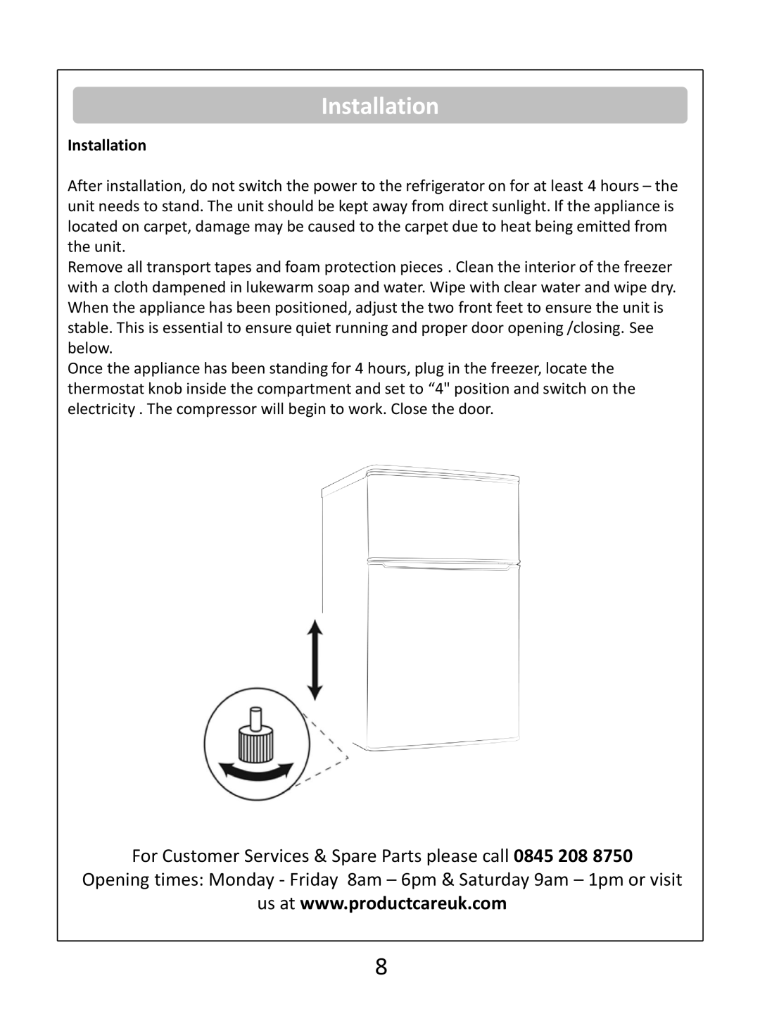 Russell Hobbs RHUCFF48(B) instruction manual Installation 