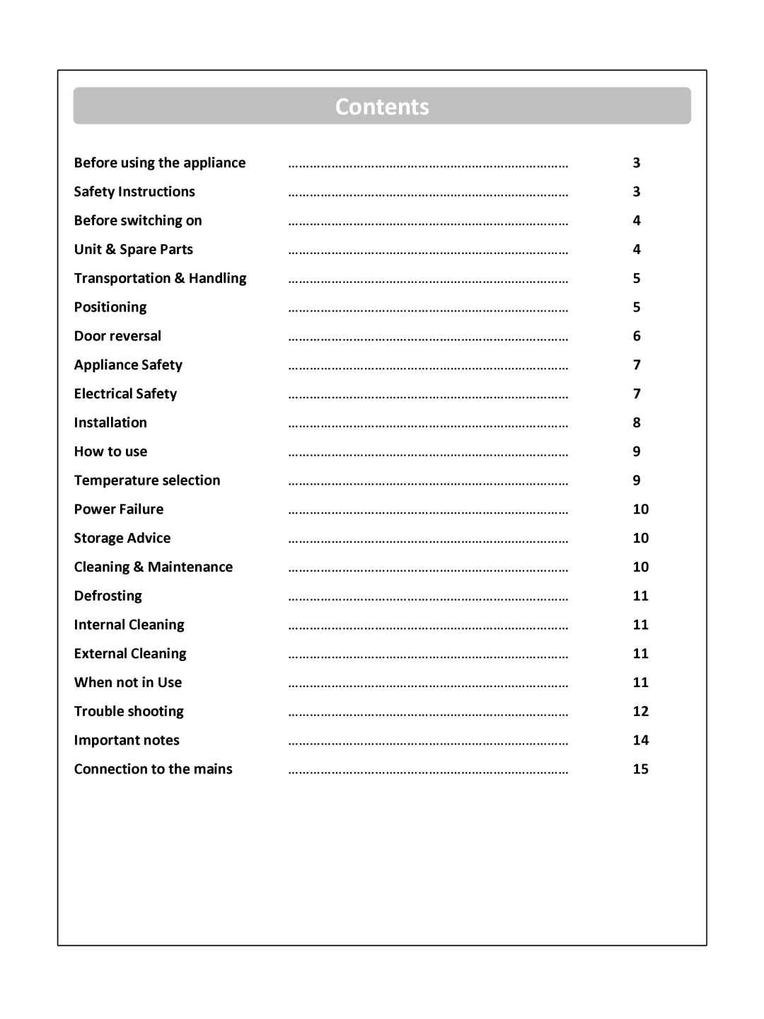 Russell Hobbs RHUCFZ55(B) instruction manual Contents 