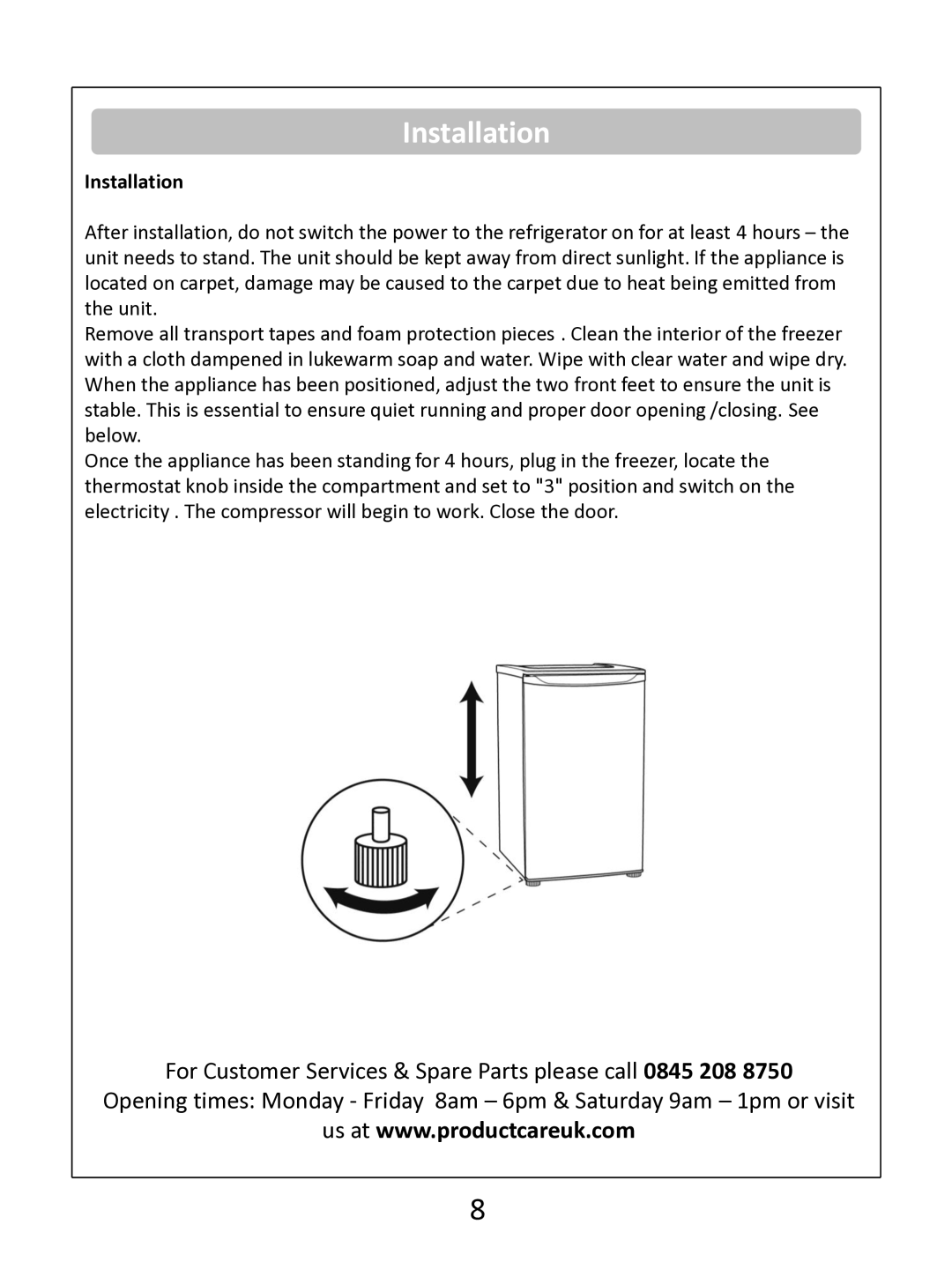 Russell Hobbs RHUCFZ55(B) instruction manual Installation 