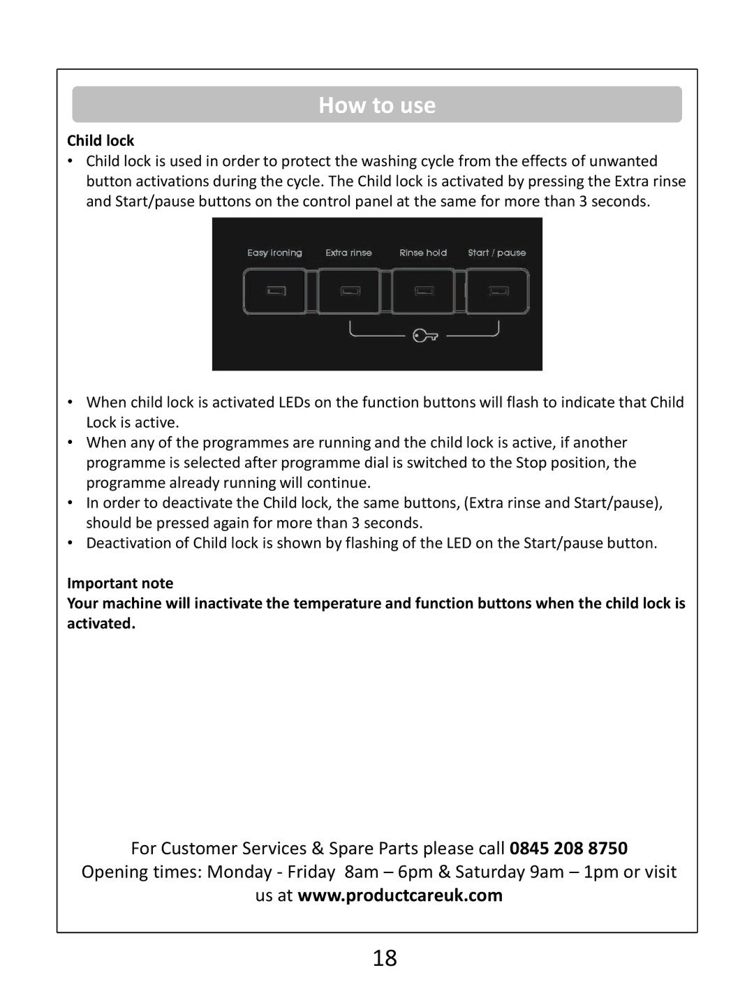 Russell Hobbs RHWM61200B instruction manual Child lock 