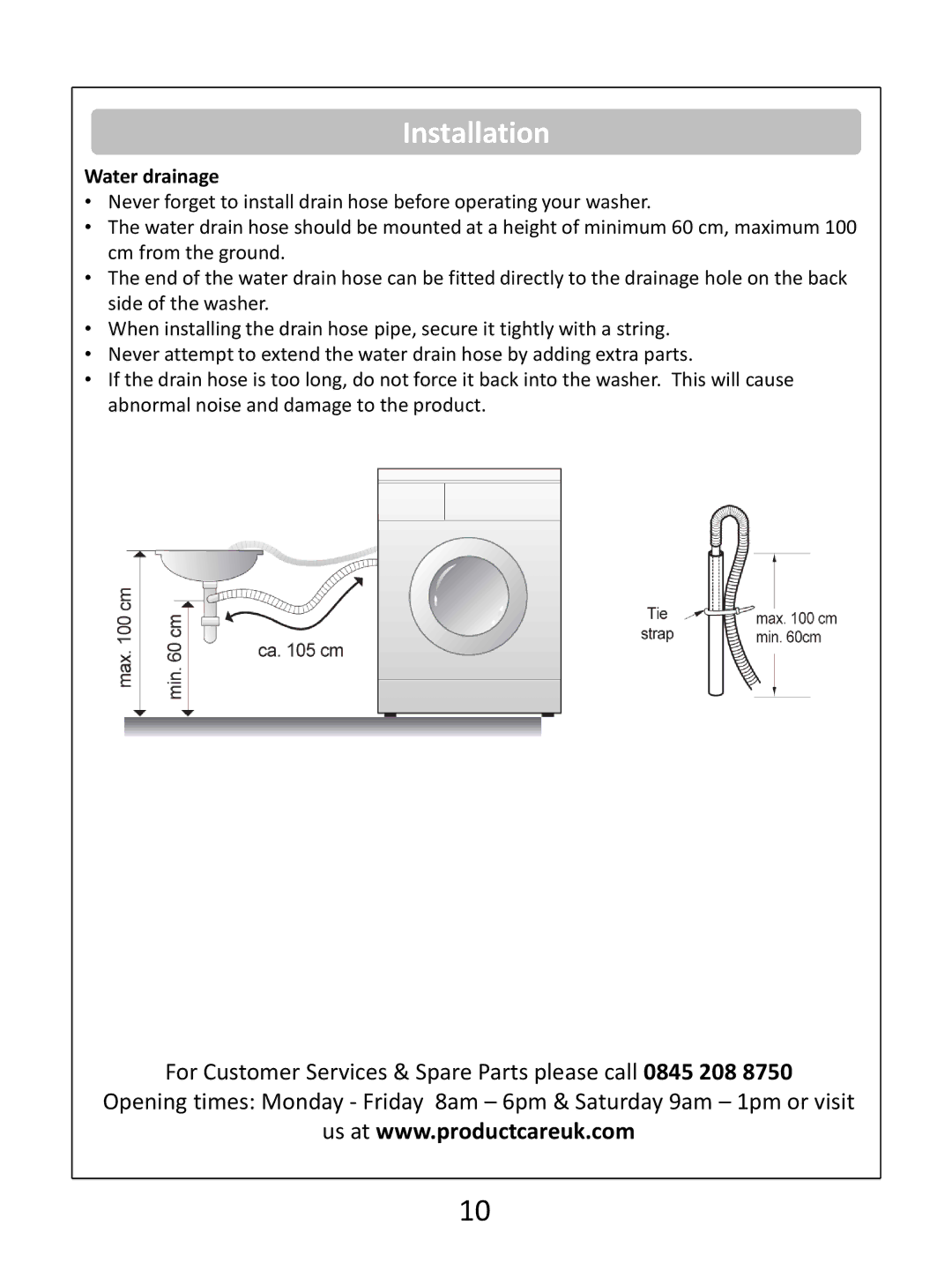 Russell Hobbs RHWM81400DIDB instruction manual Water drainage 