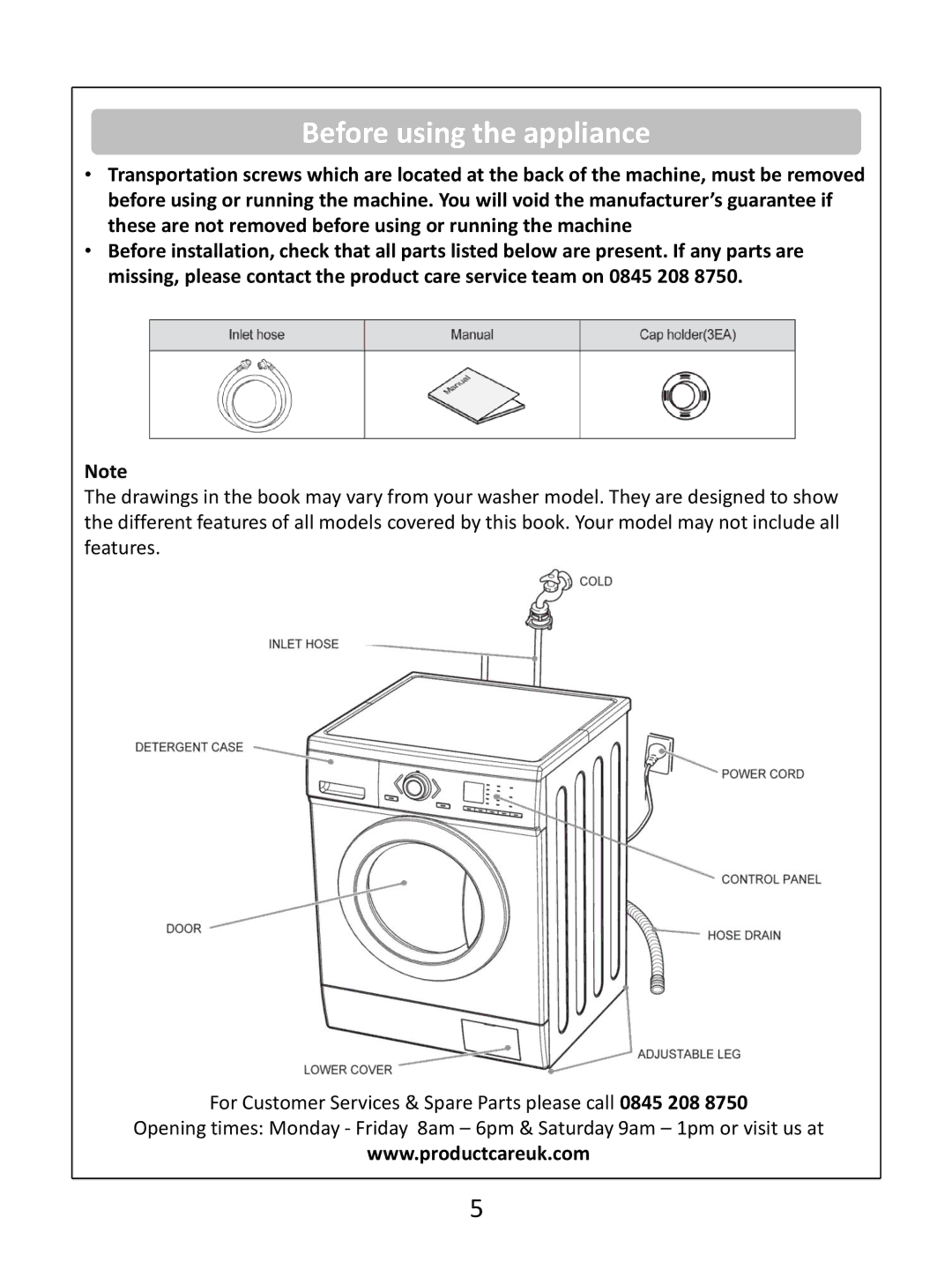 Russell Hobbs RHWM81400DIDB instruction manual Before using the appliance 