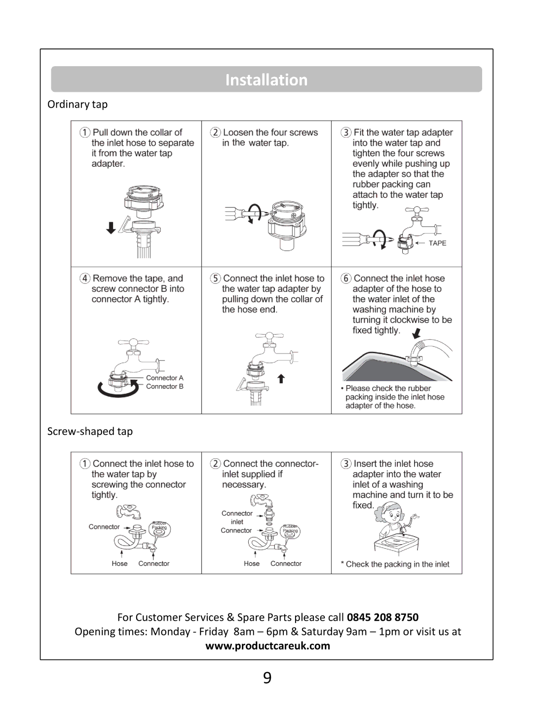 Russell Hobbs RHWM81400DIDB instruction manual Installation 