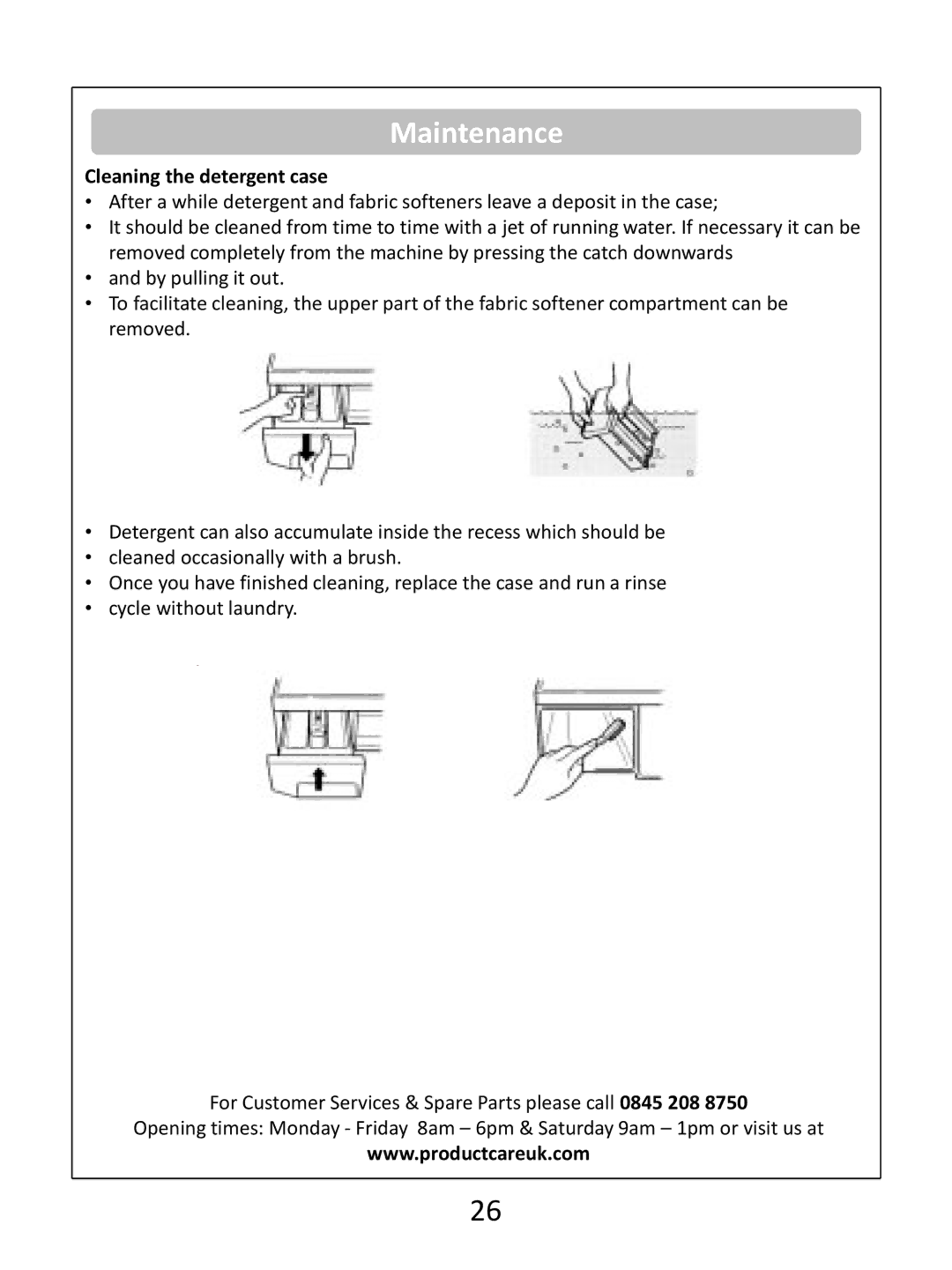 Russell Hobbs RHWM81400DIDW instruction manual Cleaning the detergent case 