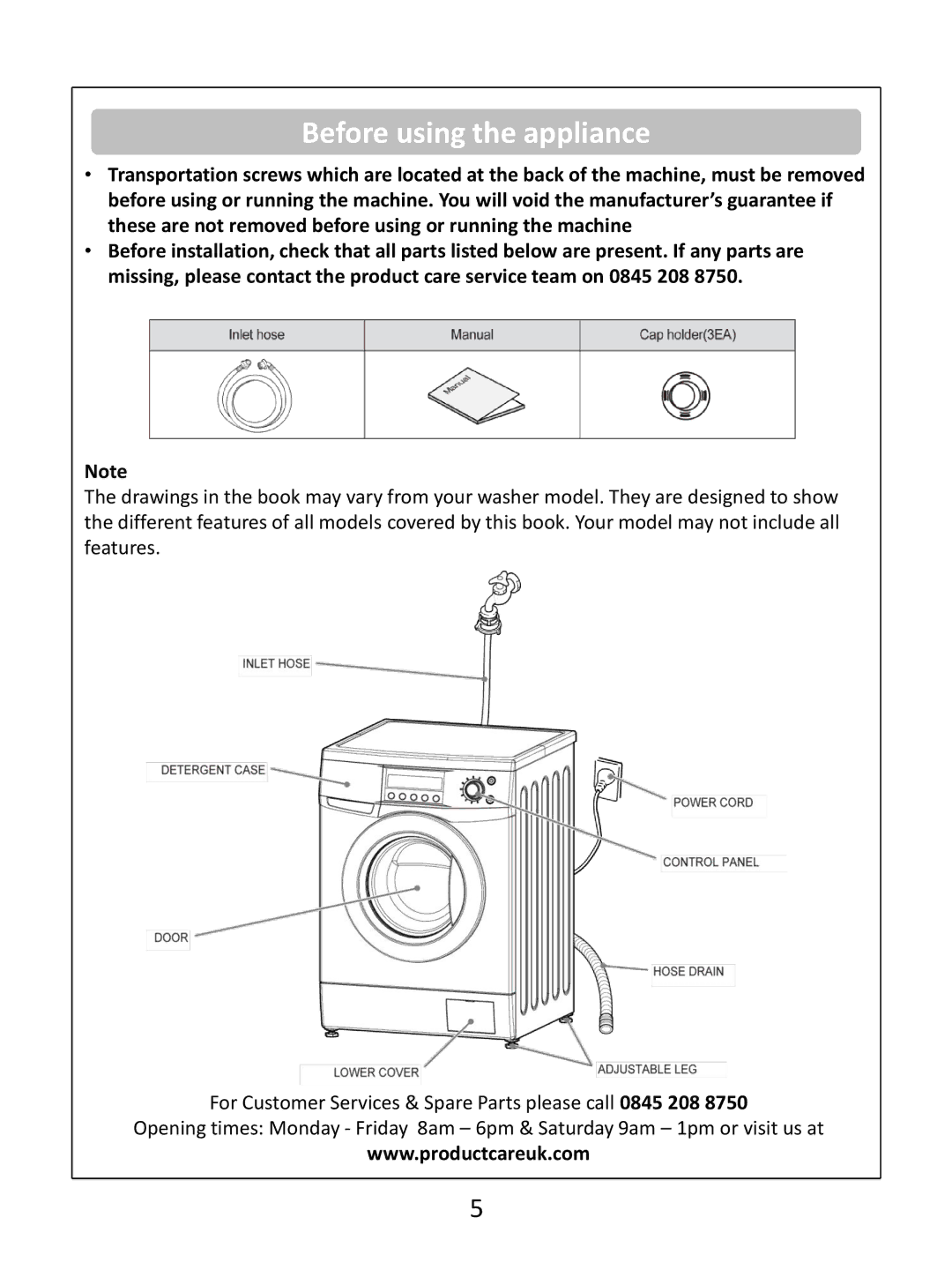 Russell Hobbs RHWM81400DIDW instruction manual Before using the appliance 