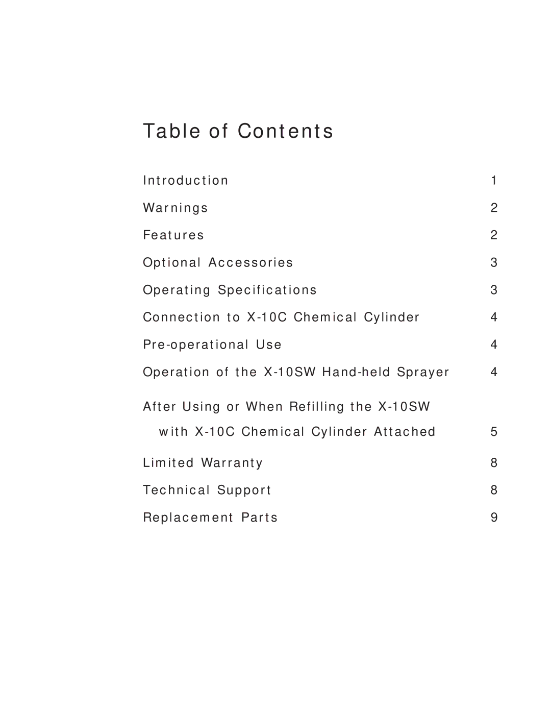 Russell Hobbs X-10SW manual Table of Contents 