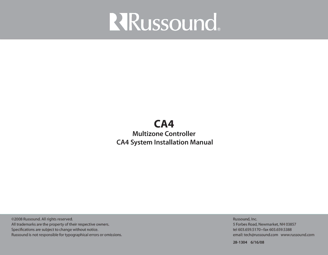 Russound CA4 installation manual 