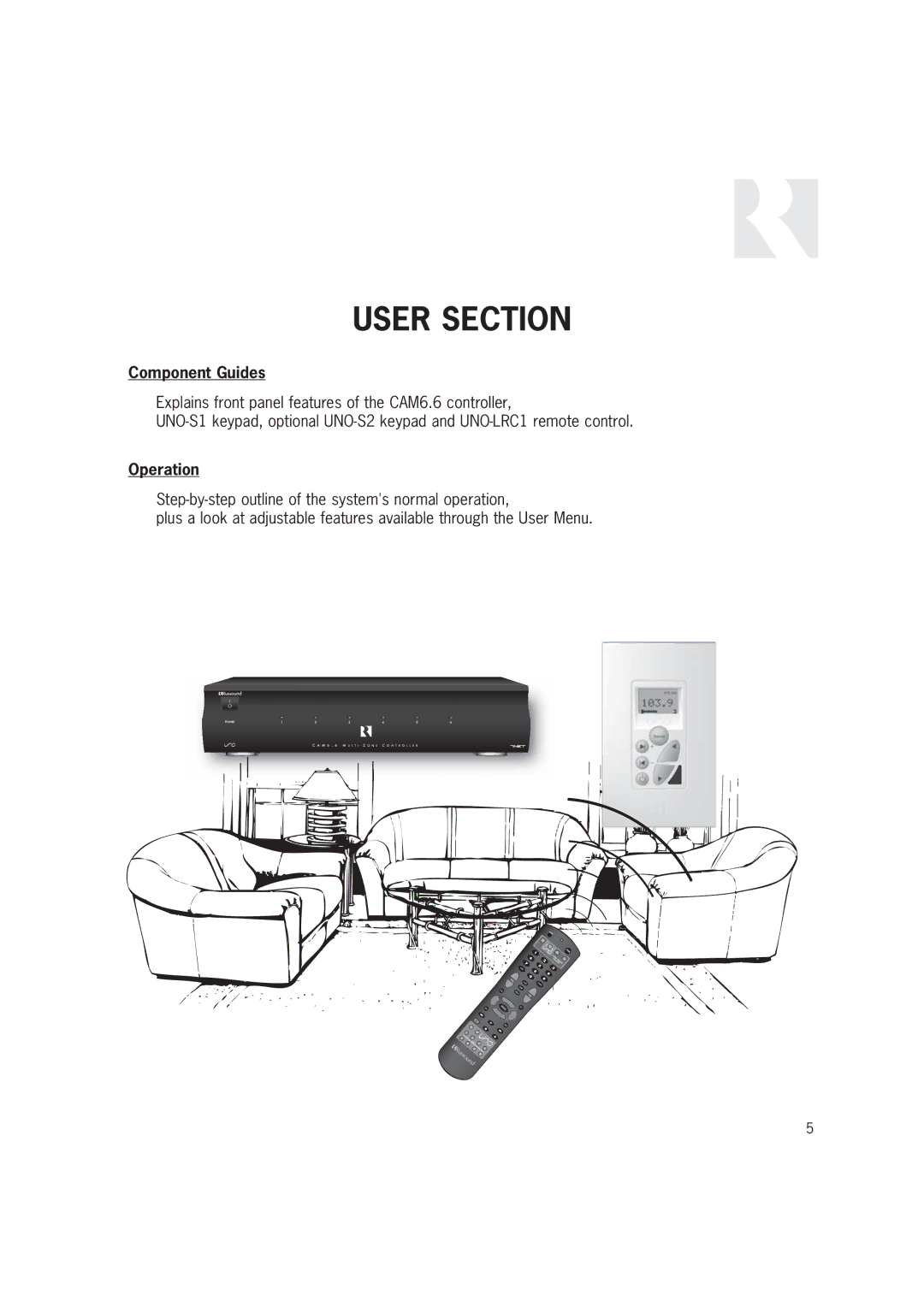 Russound CAM6.6T-S1 instruction manual User Section, Component Guides 