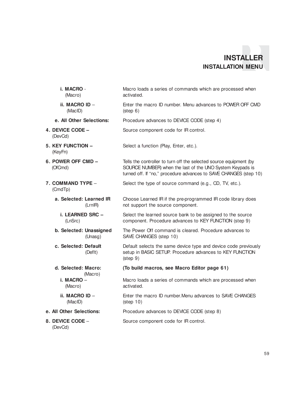 Russound CAM6.6T-S1 instruction manual Macro, Power OFF CMD OfCmd 