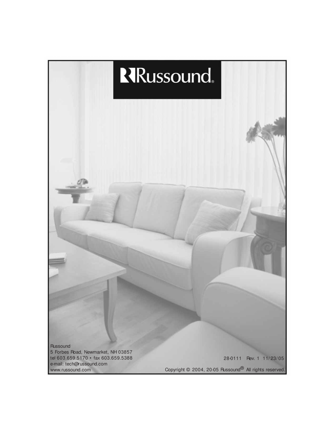 Russound CAM6.6T-S1 instruction manual Russound, 28-0111Rev. 1 11/23/05 