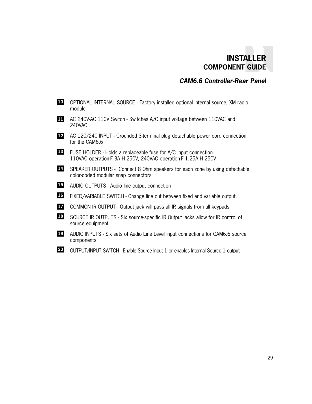 Russound CAM6.6X-S1/S2 instruction manual Installer 