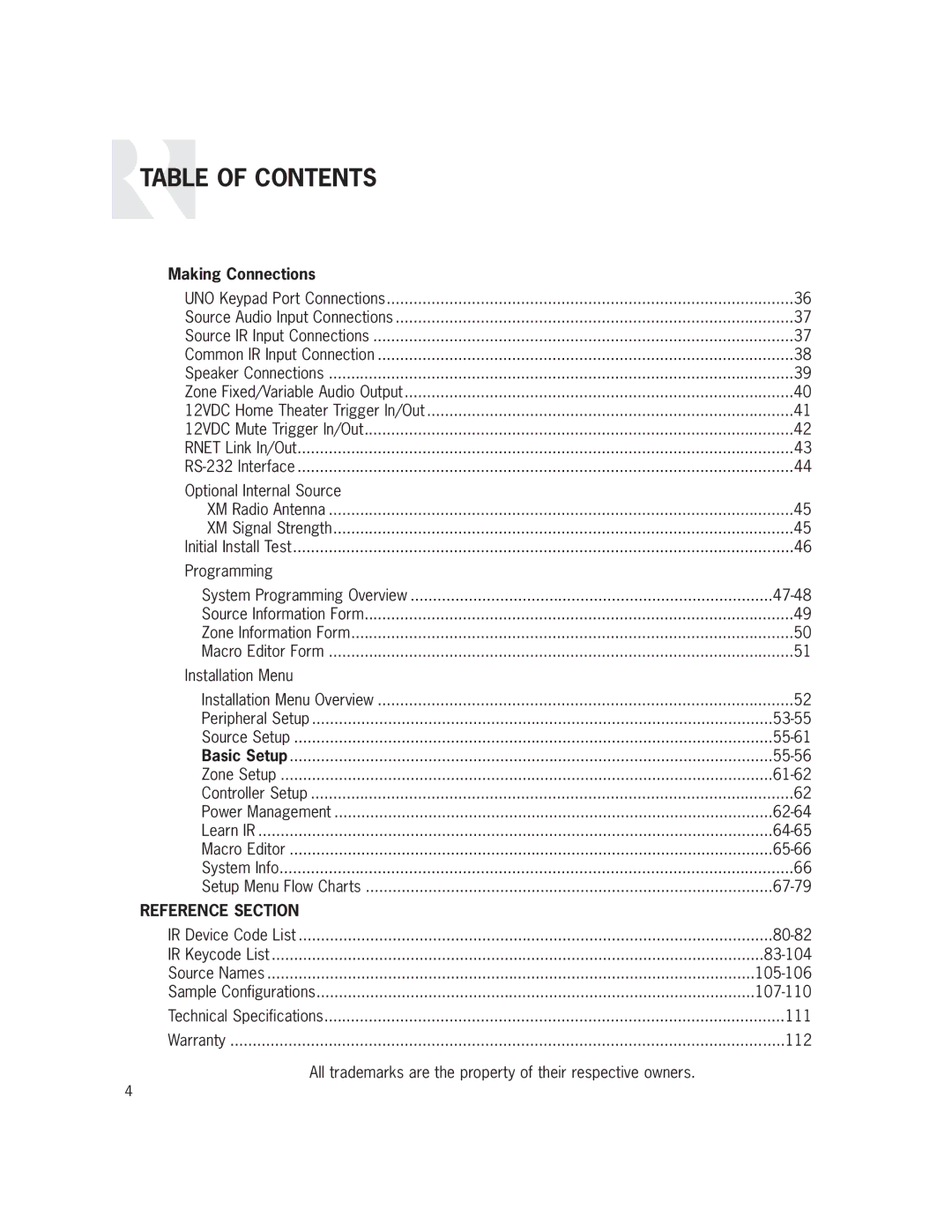 Russound CAM6.6X-S1/S2 instruction manual Making Connections, Reference Section 