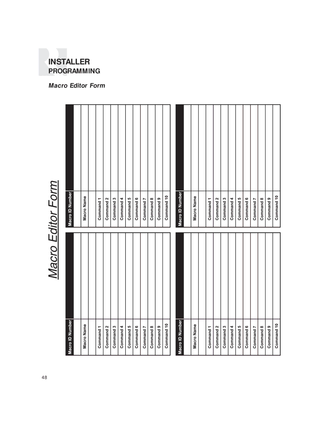 Russound CAV6.6 Six-Zone instruction manual Macro Editor Form 