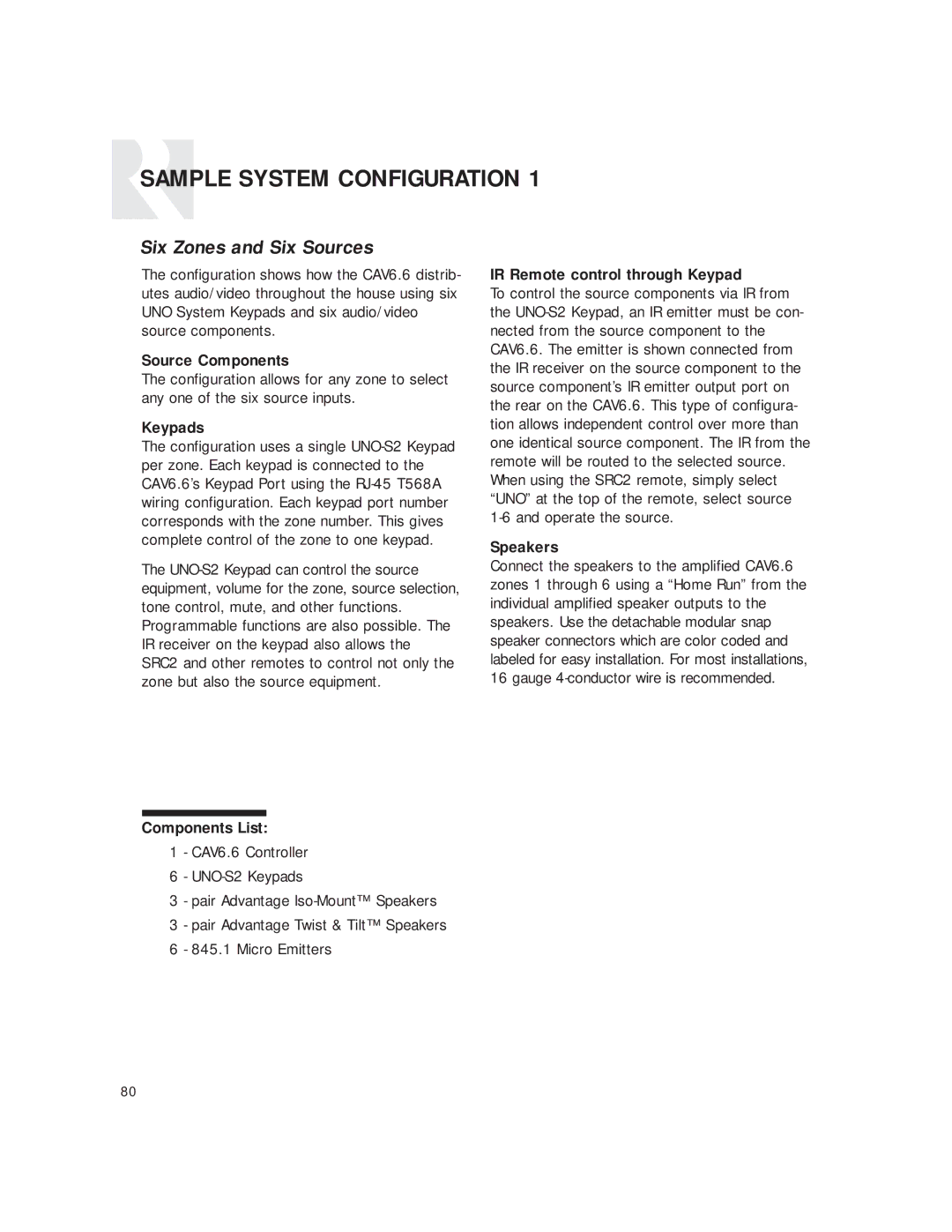 Russound CAV6.6 Six-Zone instruction manual Six Zones and Six Sources 