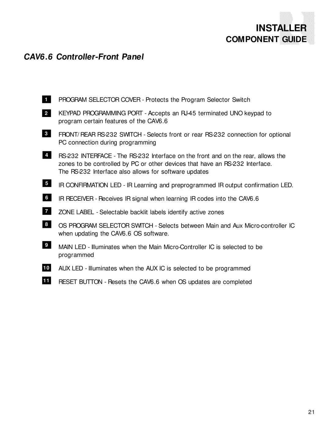 Russound CAV6.6-S2 instruction manual CAV6.6 Controller-Front Panel 