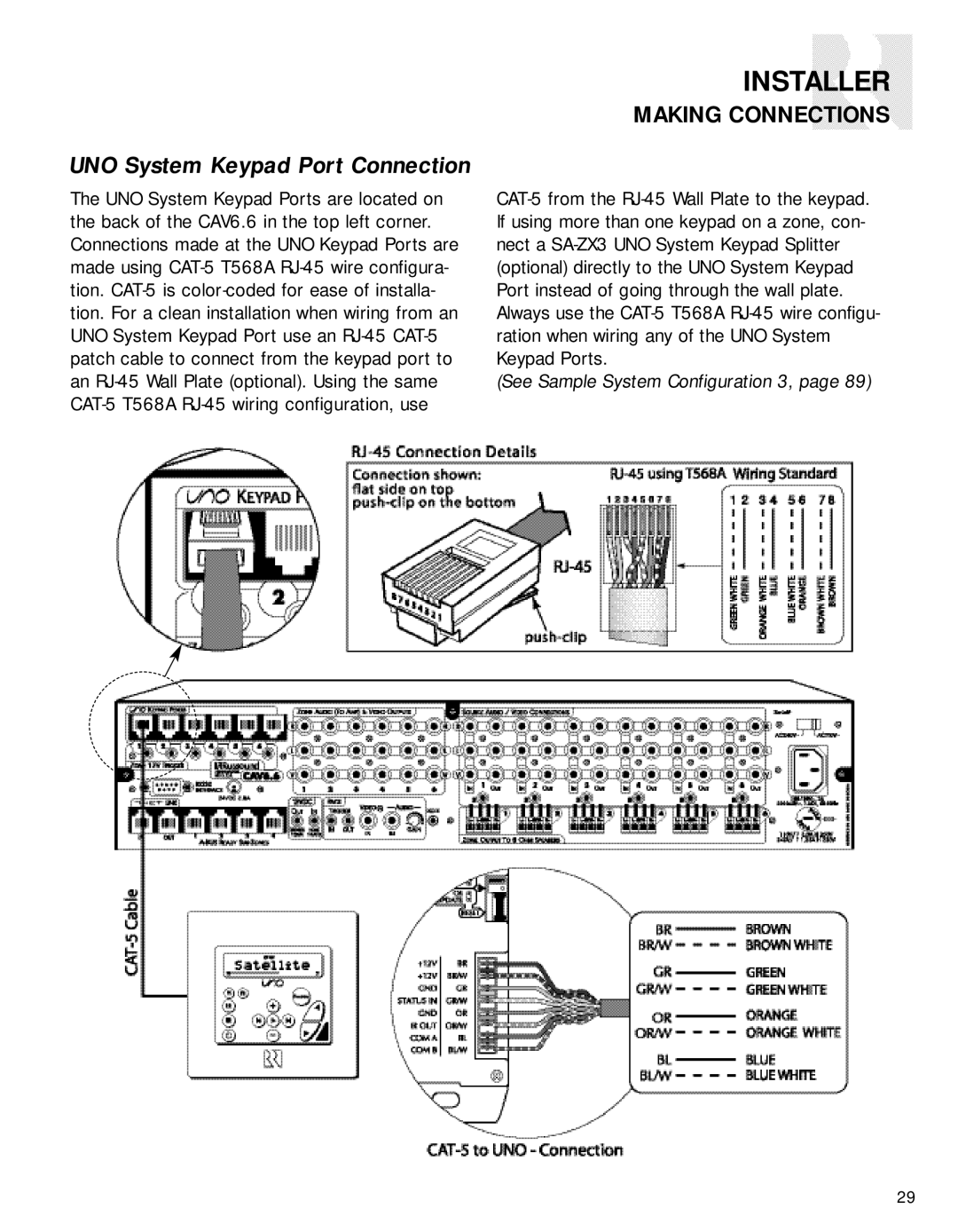 Russound CAV6.6-S2 instruction manual UNO System Keypad Port Connection, Making Connections 