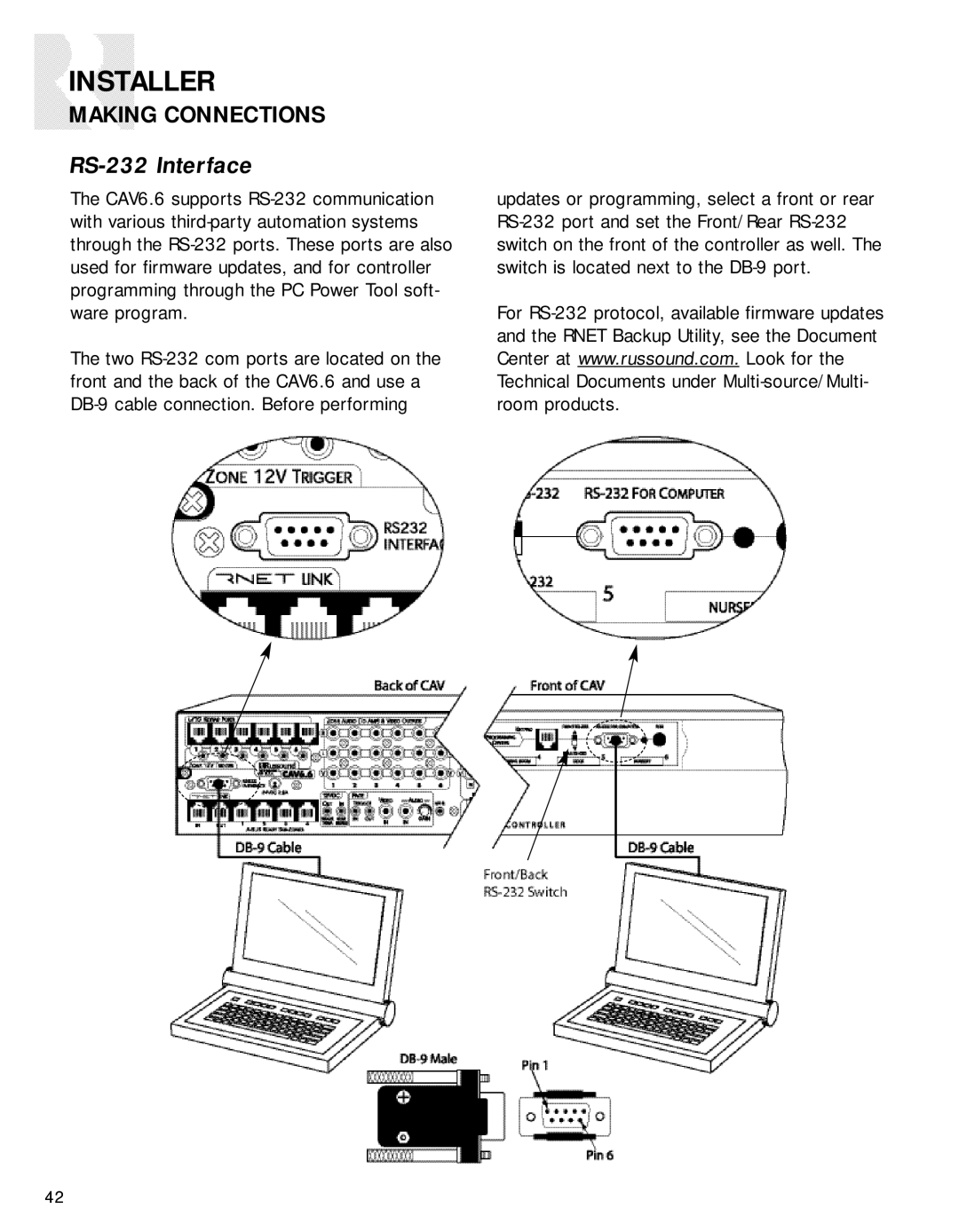 Russound CAV6.6-S2 instruction manual RS-232 Interface 