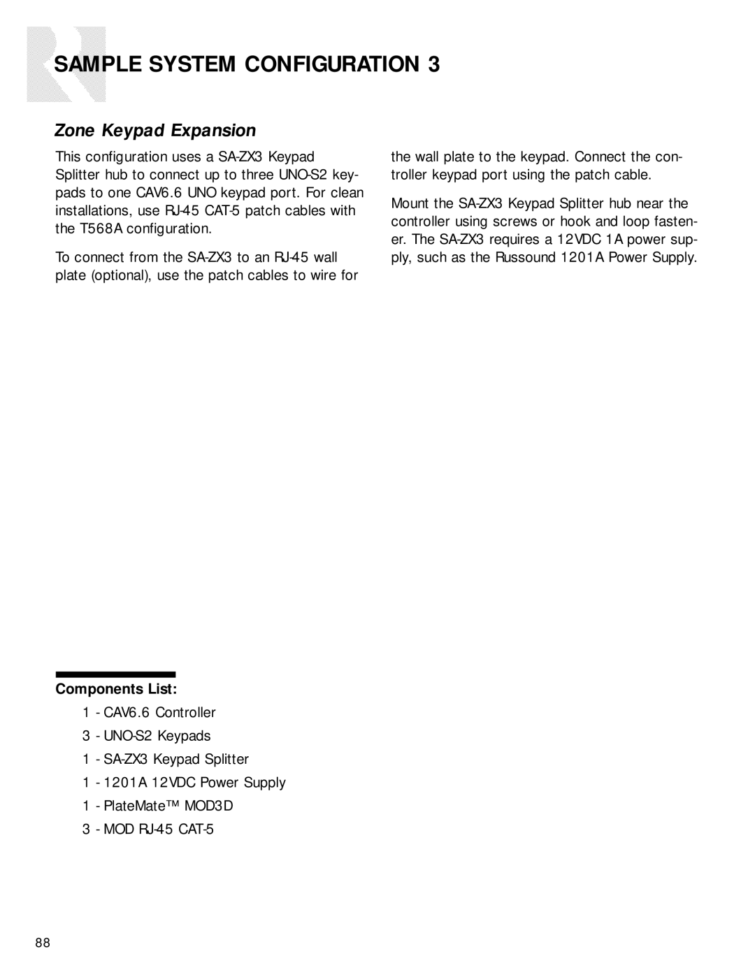 Russound CAV6.6-S2 instruction manual Zone Keypad Expansion 